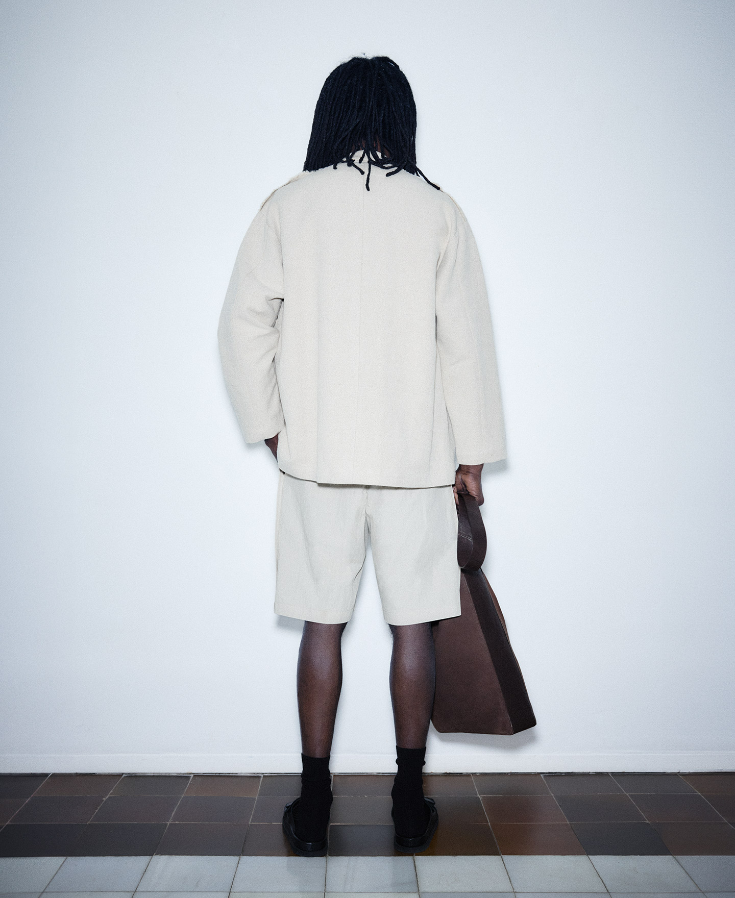Brown leather and suede shopper bag man image number 1