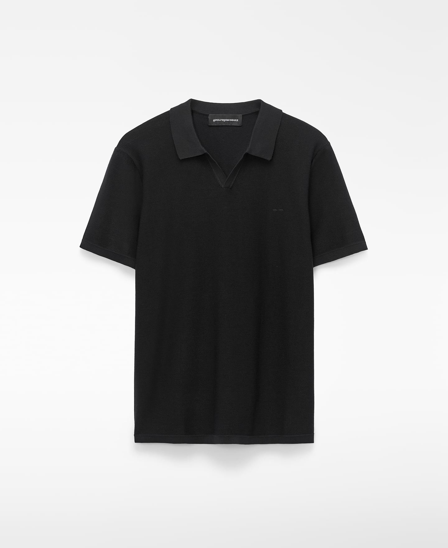 V-neck structured knit polo shirt image number 0