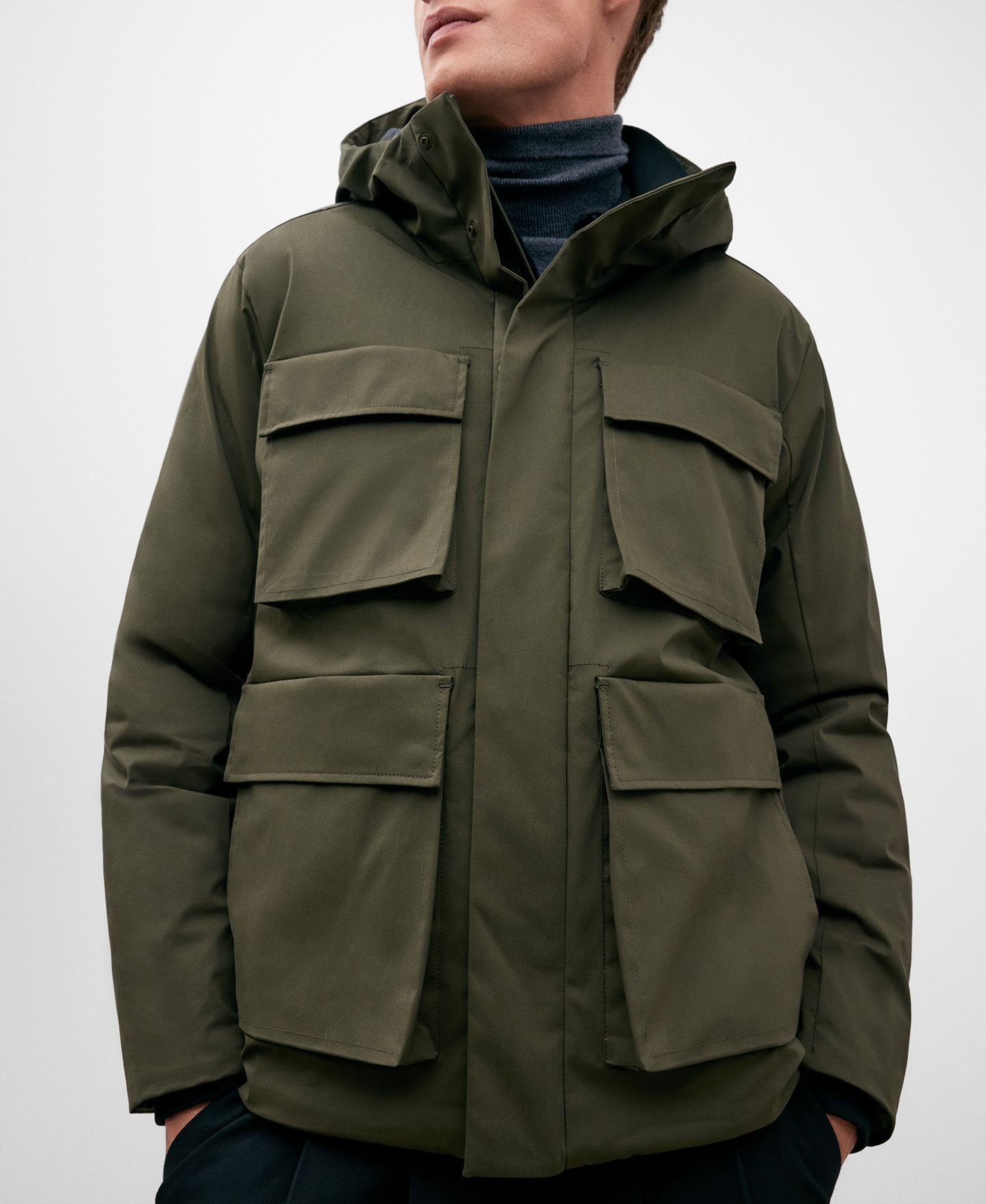 Green nylon parka for men image number 3