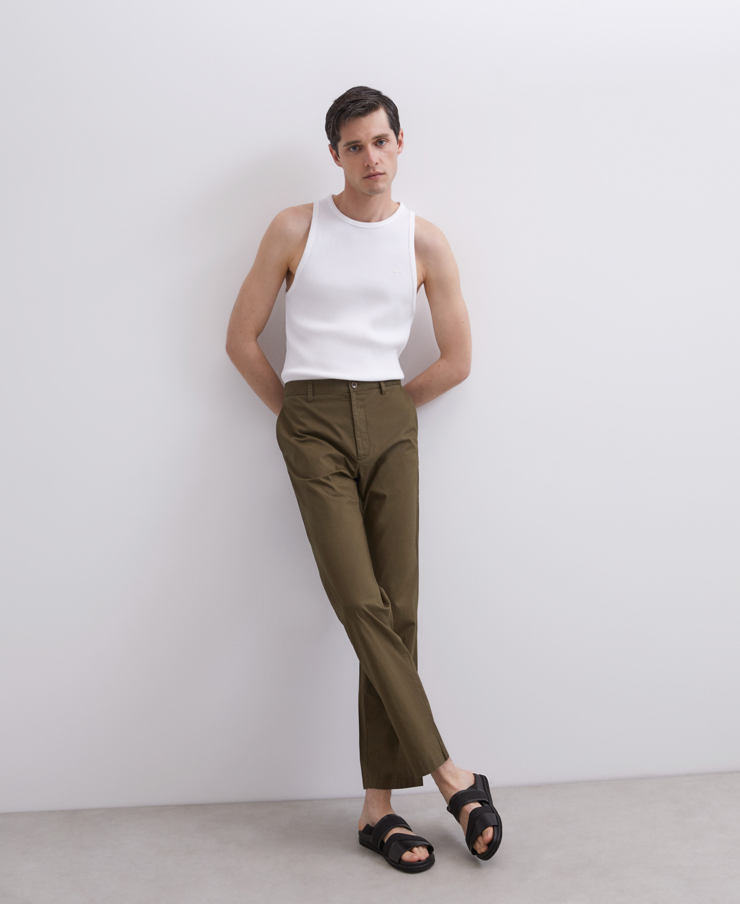 Cotton poplin grey trousers image number 0
