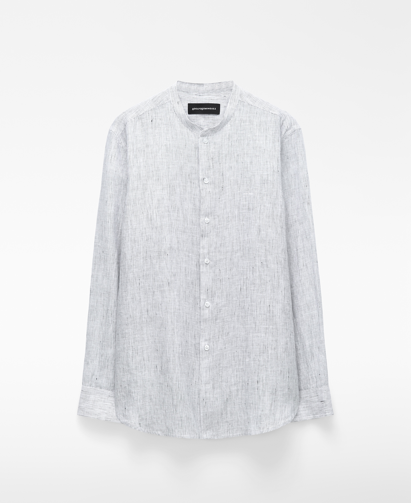 Linen regular fit mandarin collar shirt image number 4