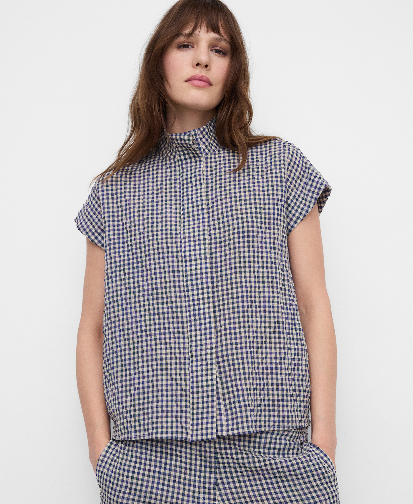 Gingham seersucker shirt image number 0