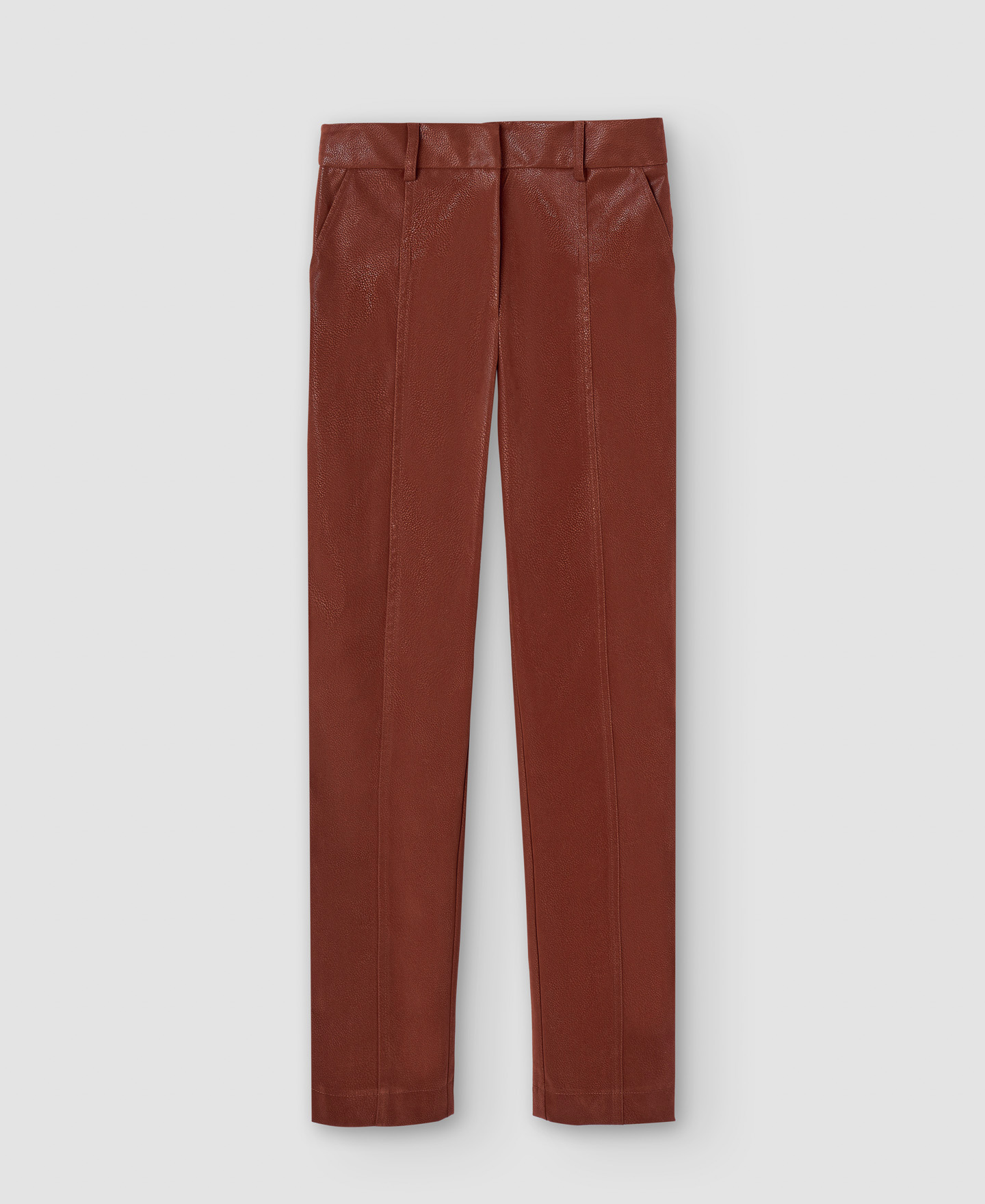 Pantalón tiro alto en textura piel image number 4