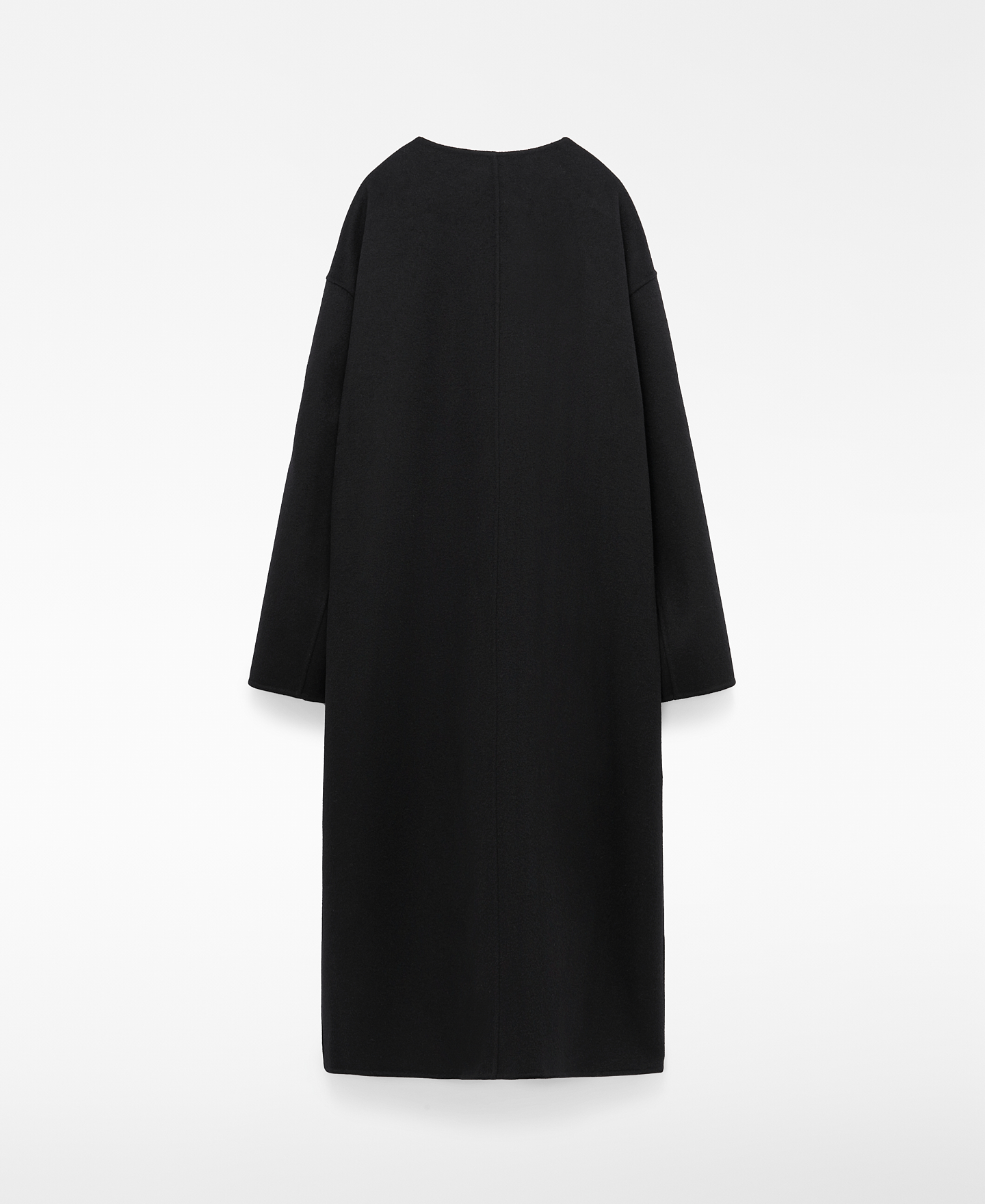 Merino wool blend round neck coat image number 1