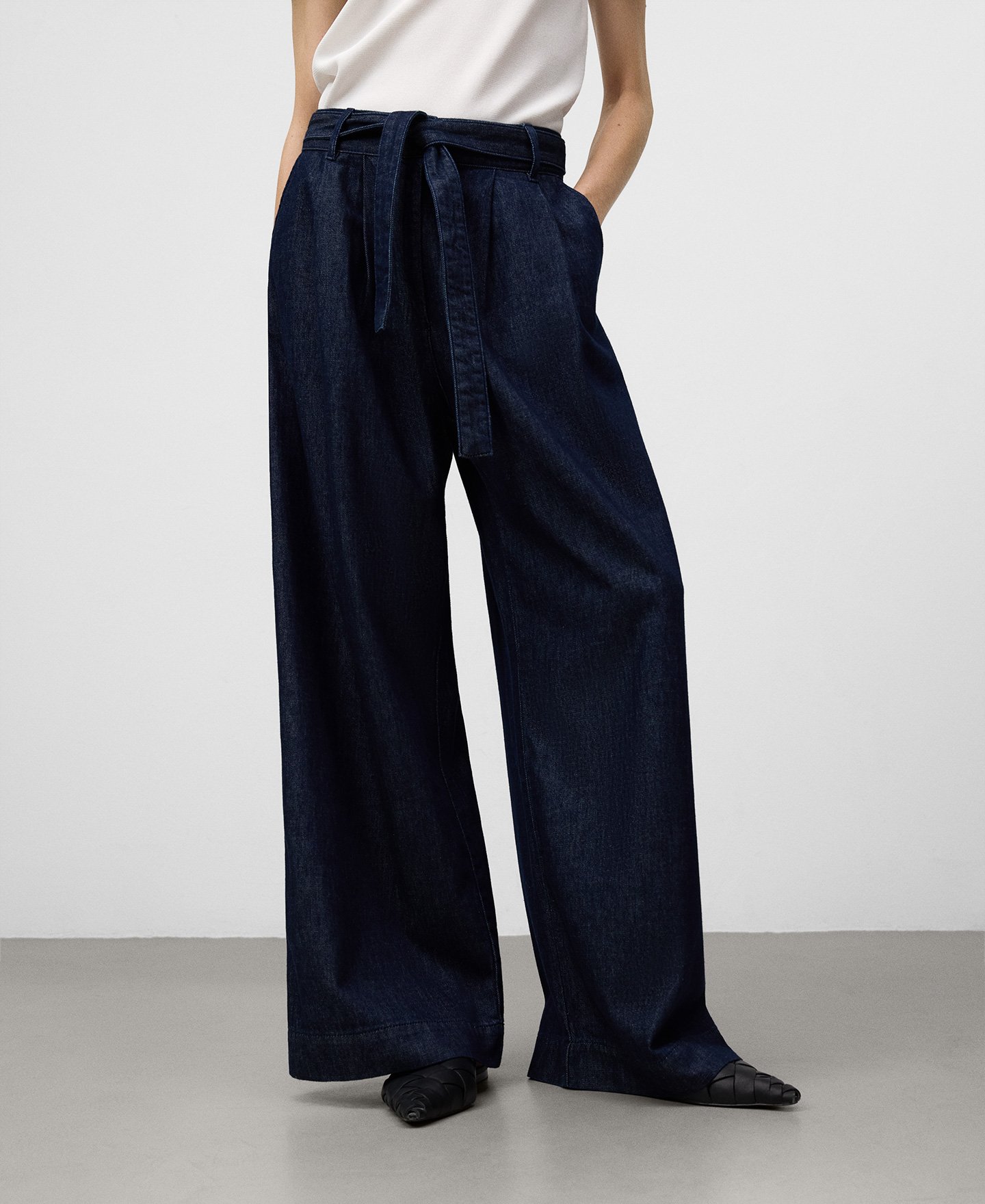 Denim wide leg trousers woman image number 0