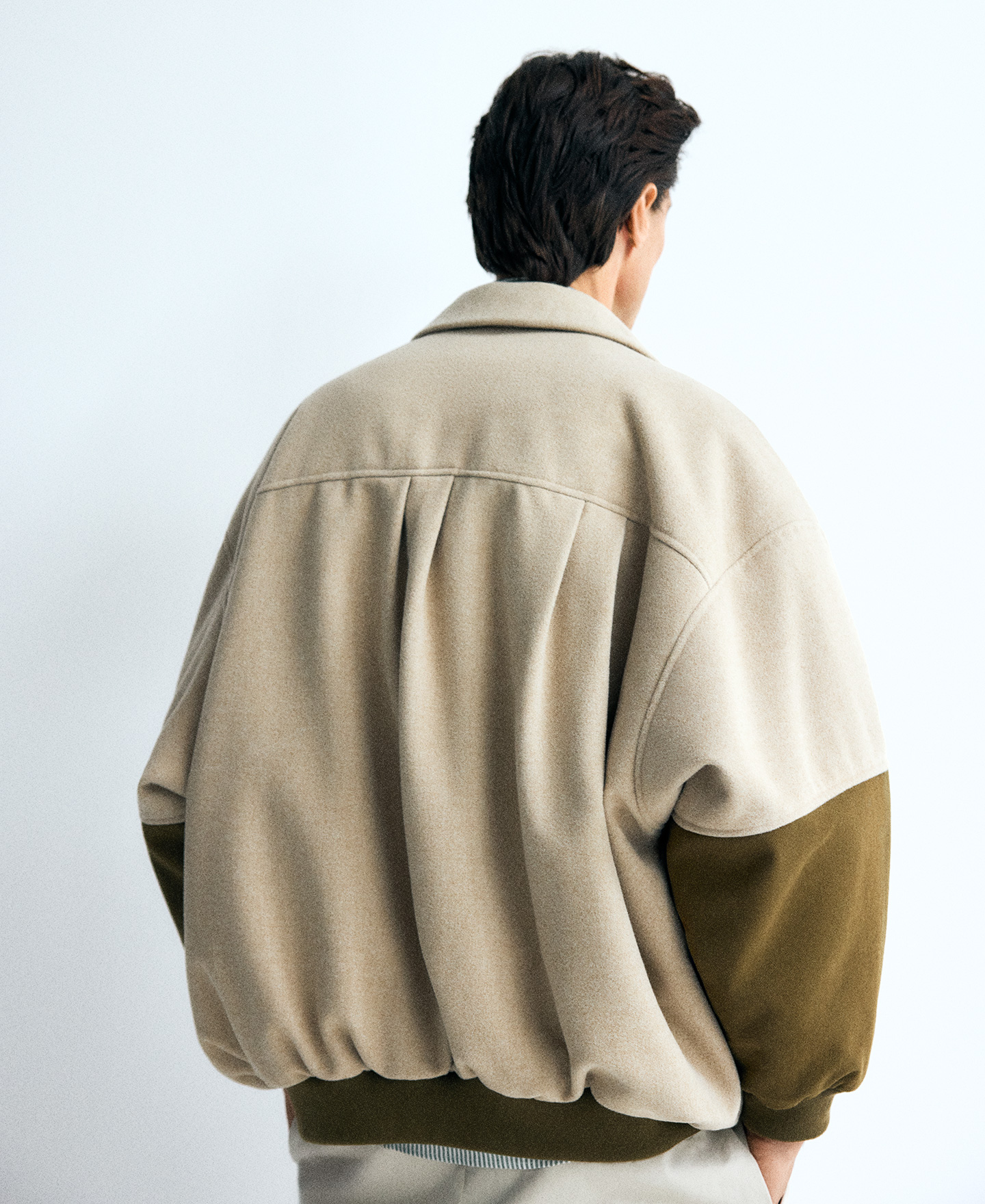 Mixed-fabric bomber jacket man image number 2