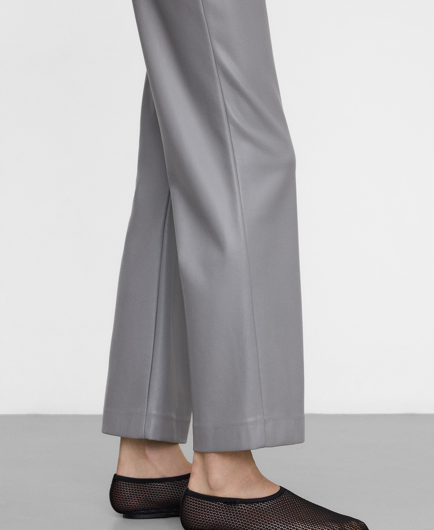 Leather-Non-Leather flare trousers image number 3