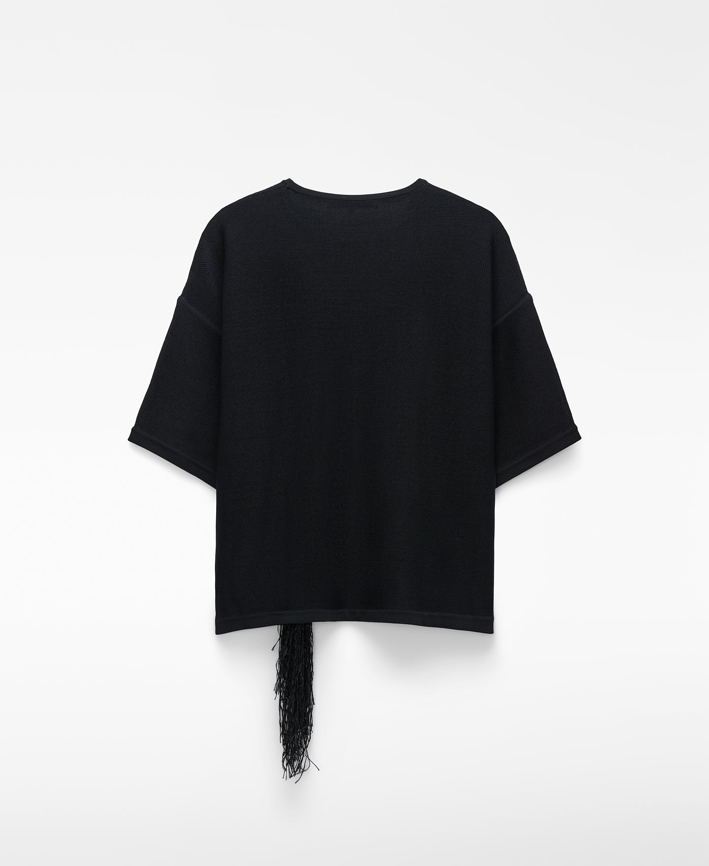 Raffia detail short sleeve sweater image number 5