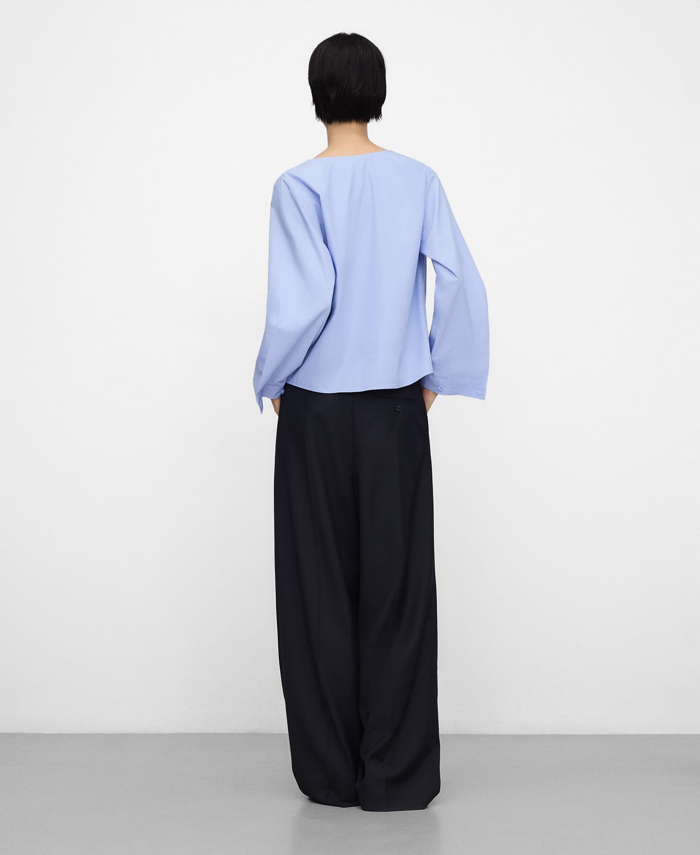 Draped boat neckline blouse image number 2