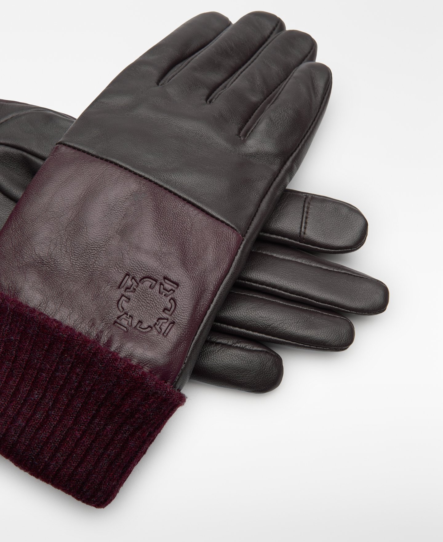 Two-tone leather gloves woman image number 1