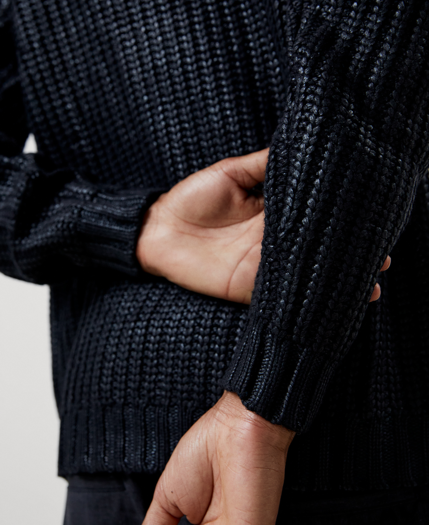 Waxed crew neck sweater image number 3
