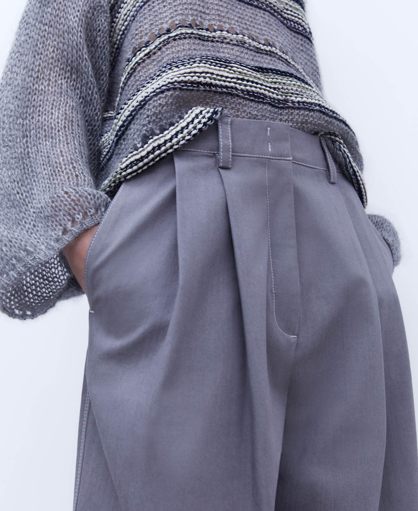 Wide cotton fabric trousers image number 3