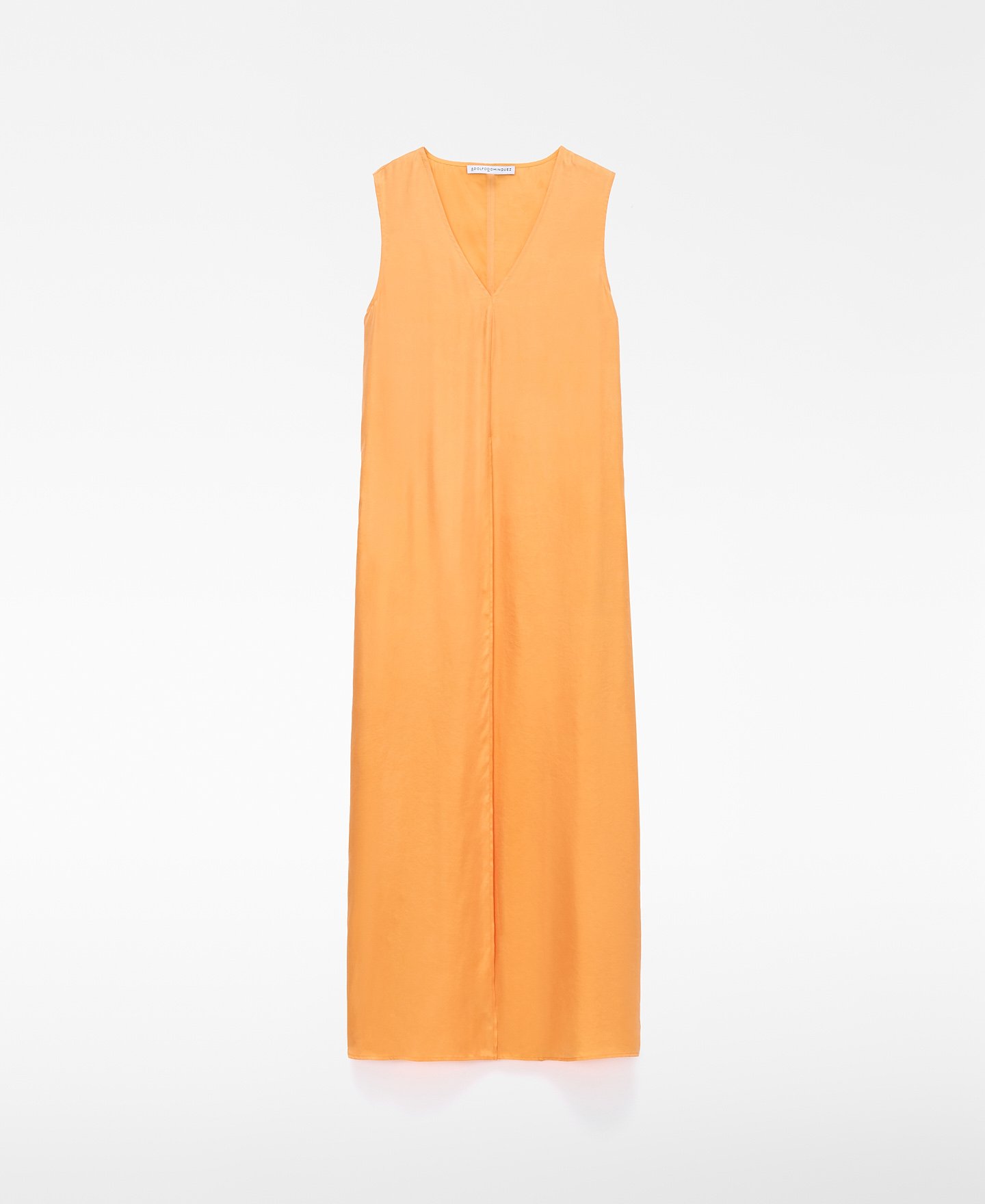 V-neckline satin long dress image number 5