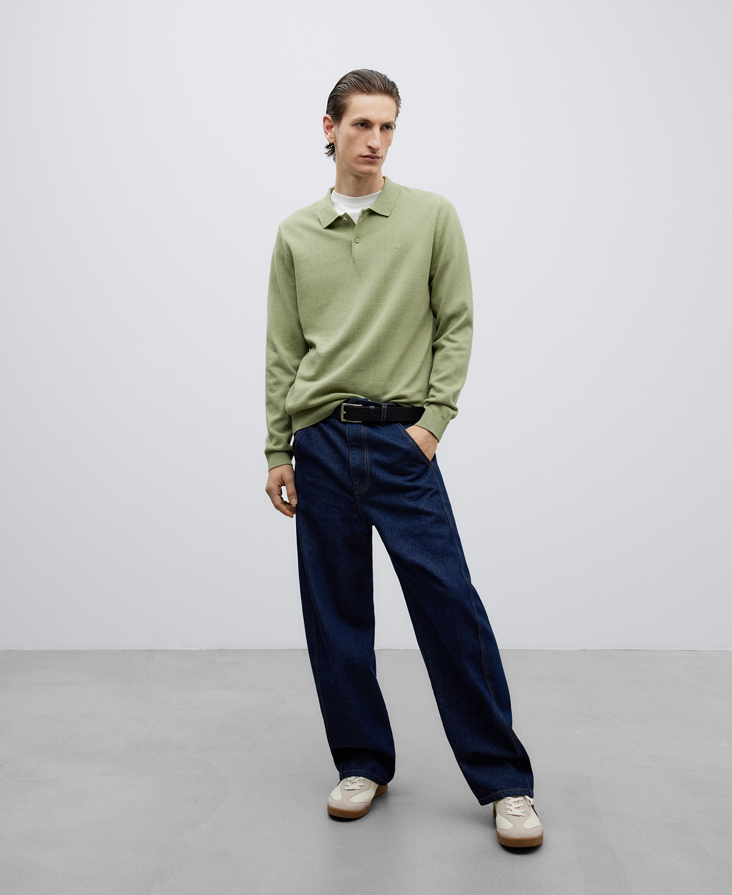Polo à manches longues en coton pour homme image number 1