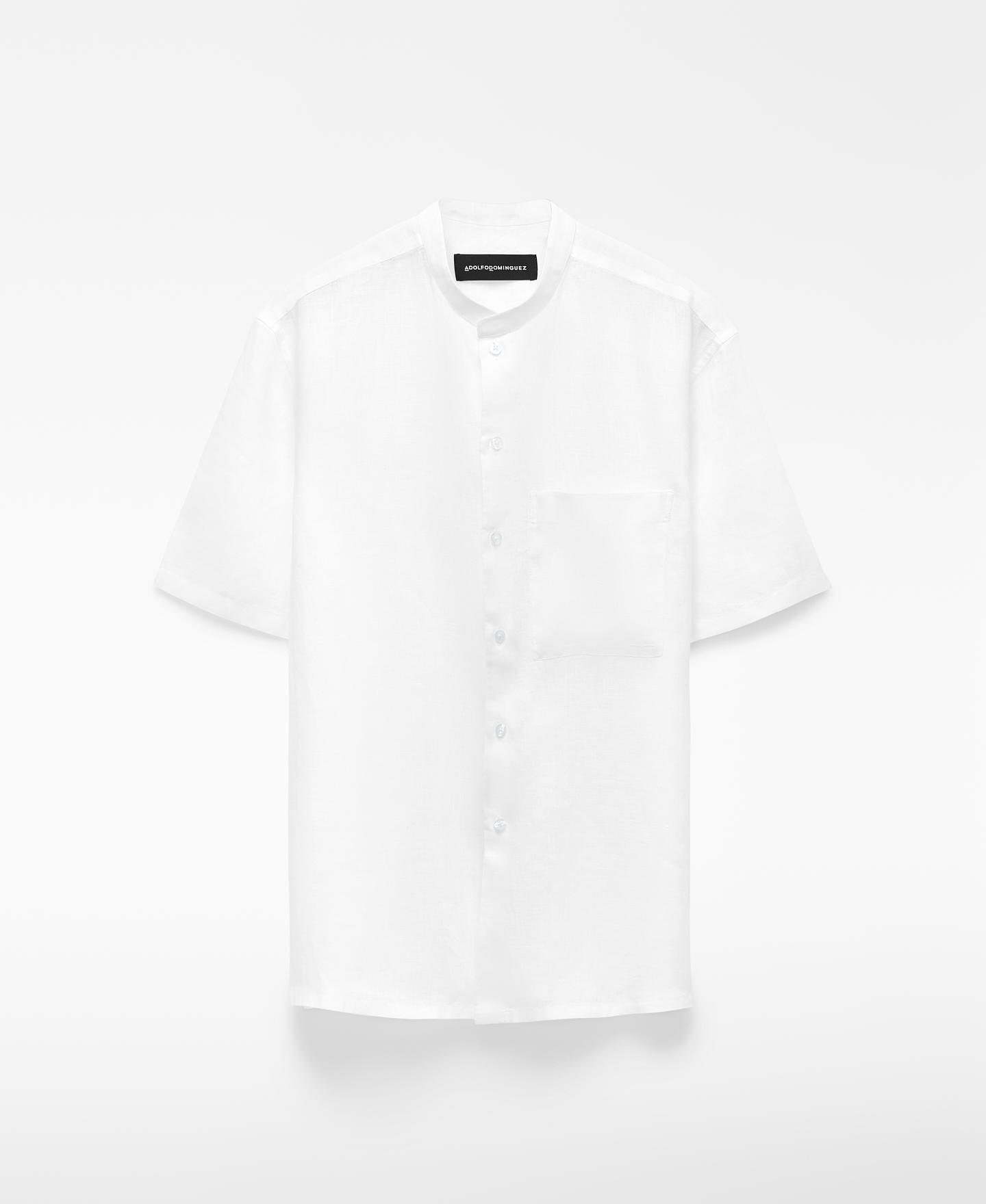 European linen mandarin collar shirt image number 4