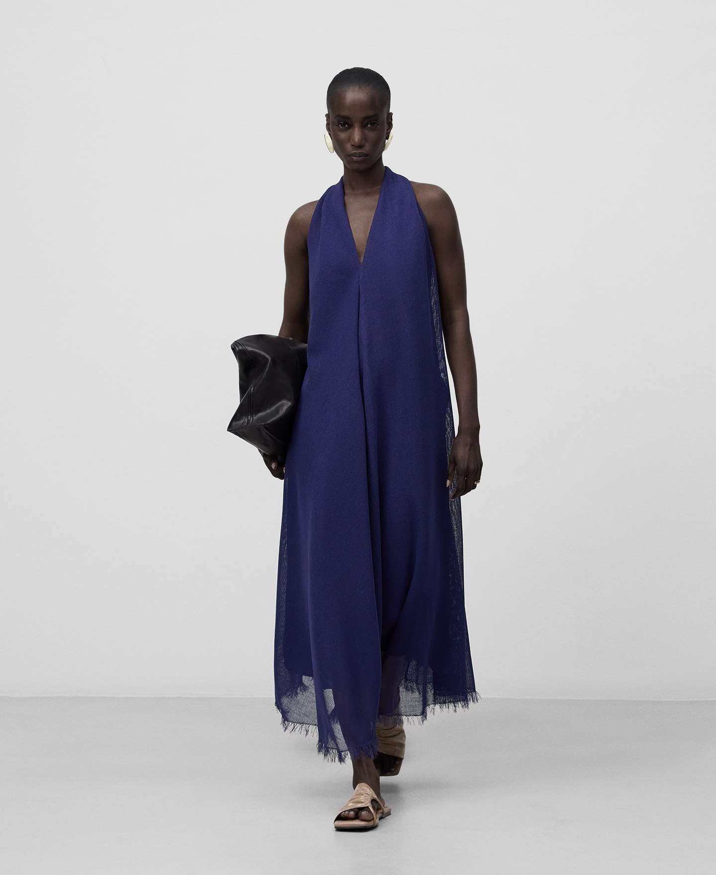 Frayed hem blue dress woman image number 1