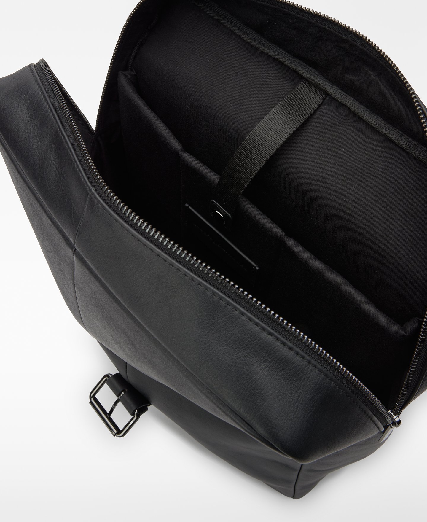 Leather compact backpack man image number 3