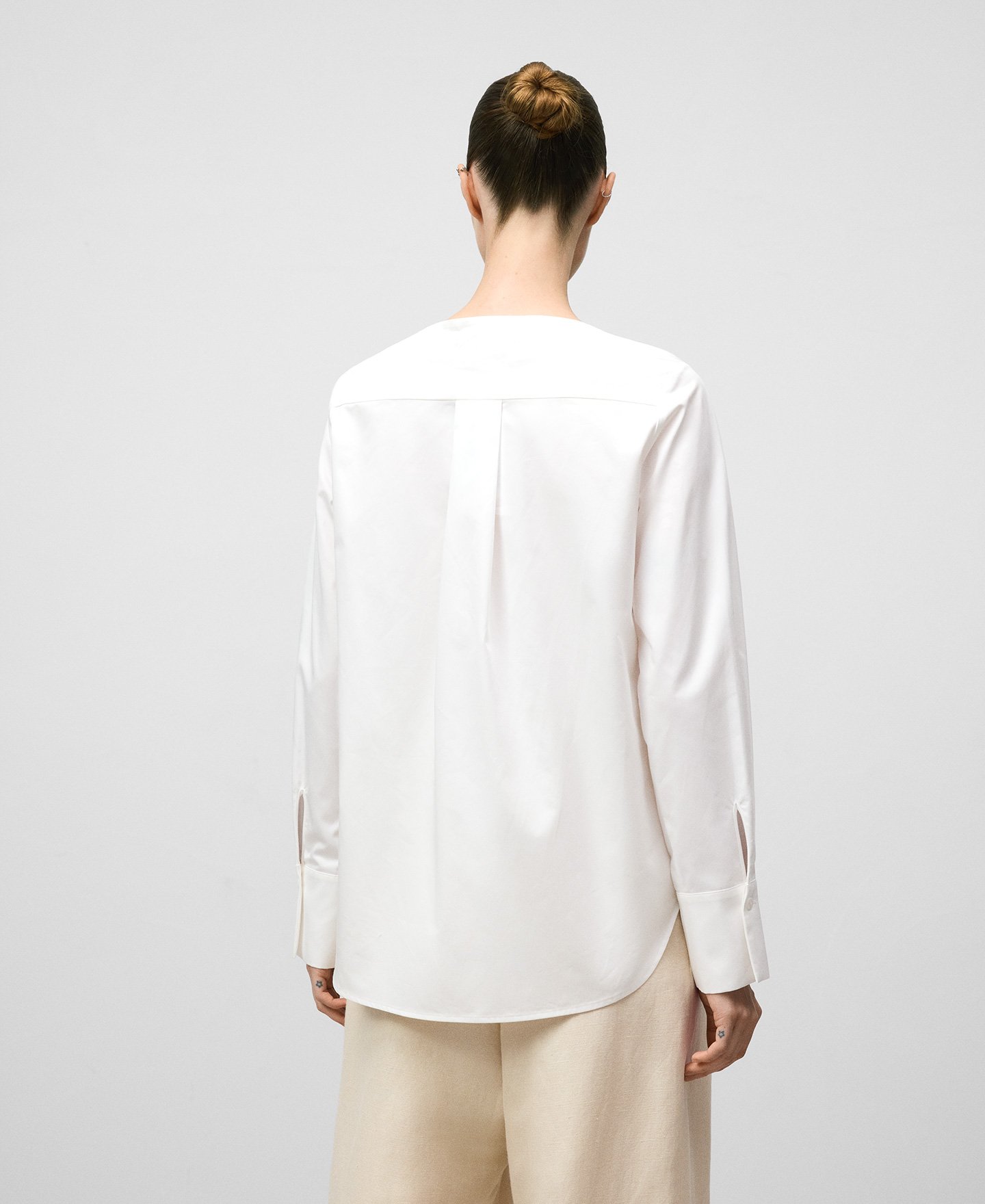 Cotton boat neckline shirt woman image number 2