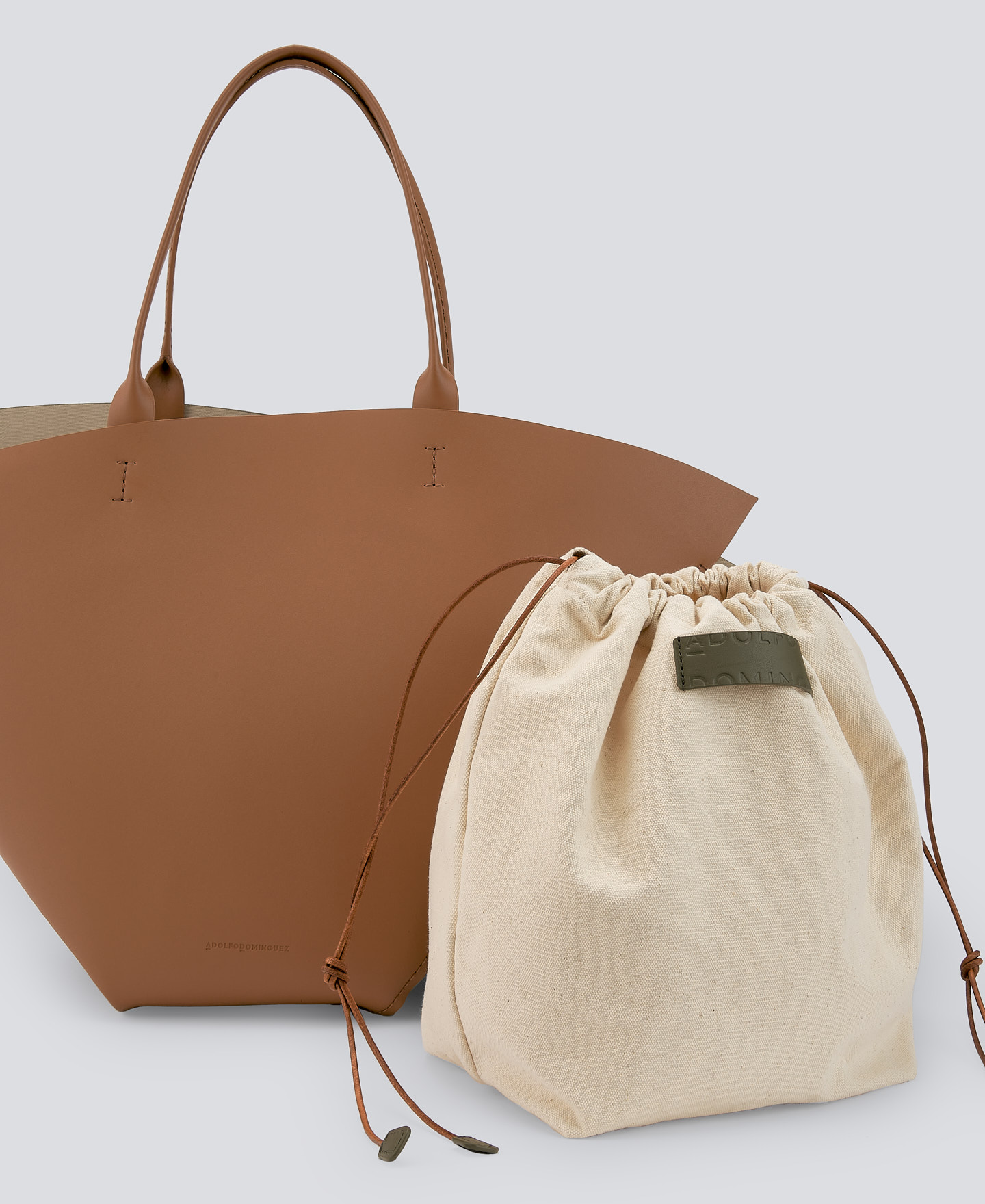 Asymmetric leather shopper bag woman image number 2