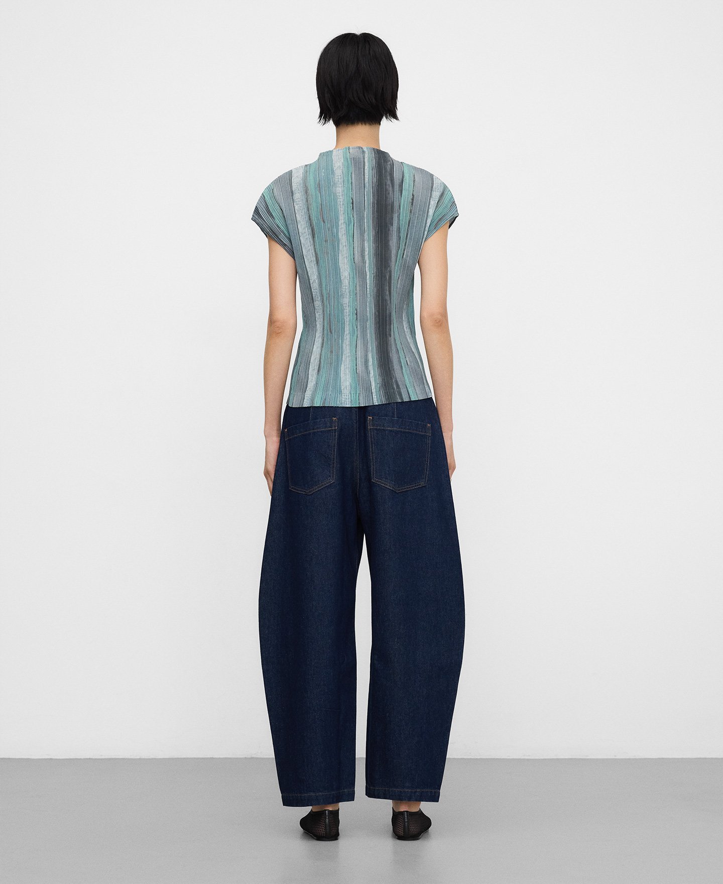 Printed crinkle top woman image number 2