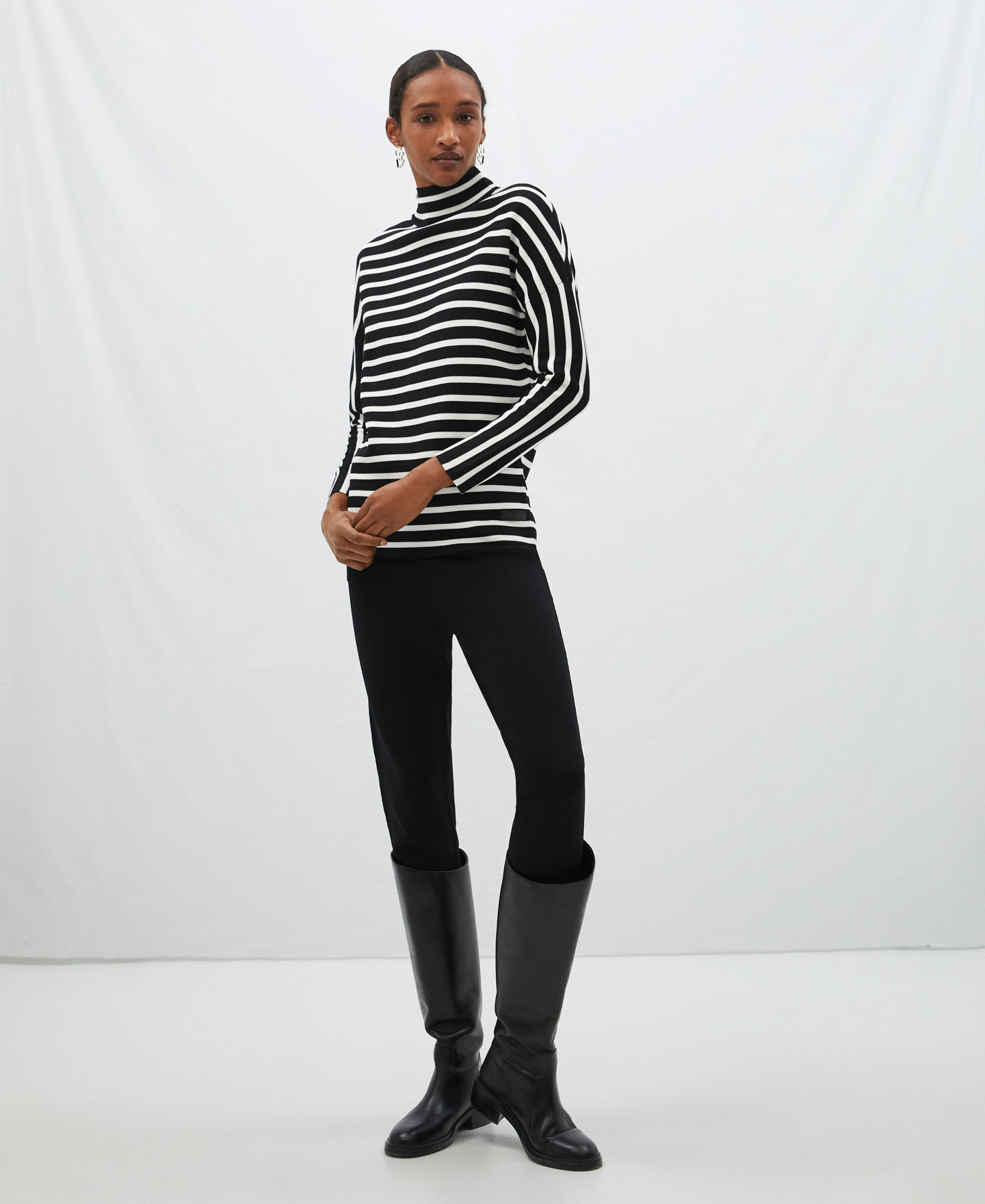 Striped jumper in cerrojillo knitted image number 1
