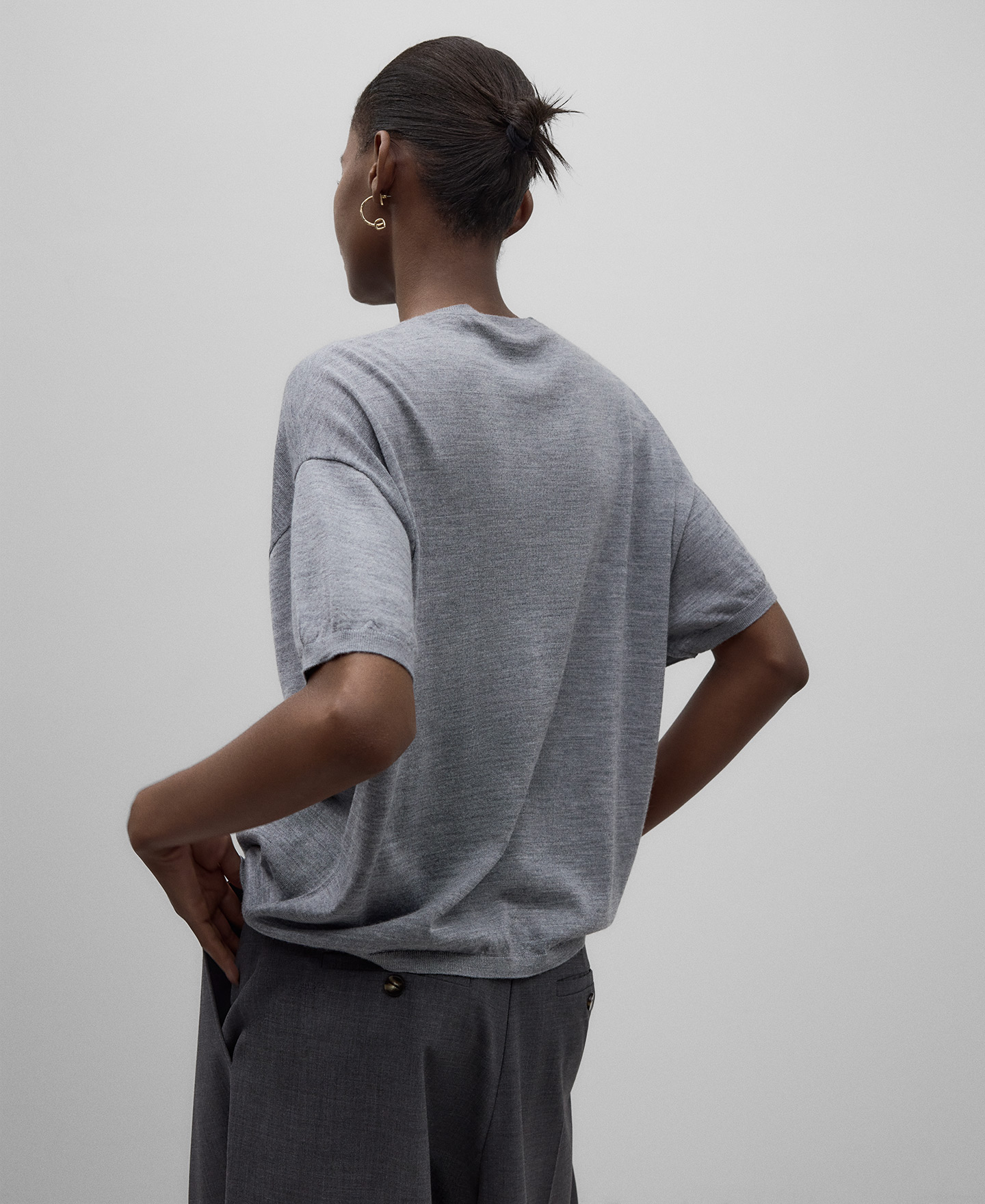 Merino wool short sleeve sweater woman image number 2