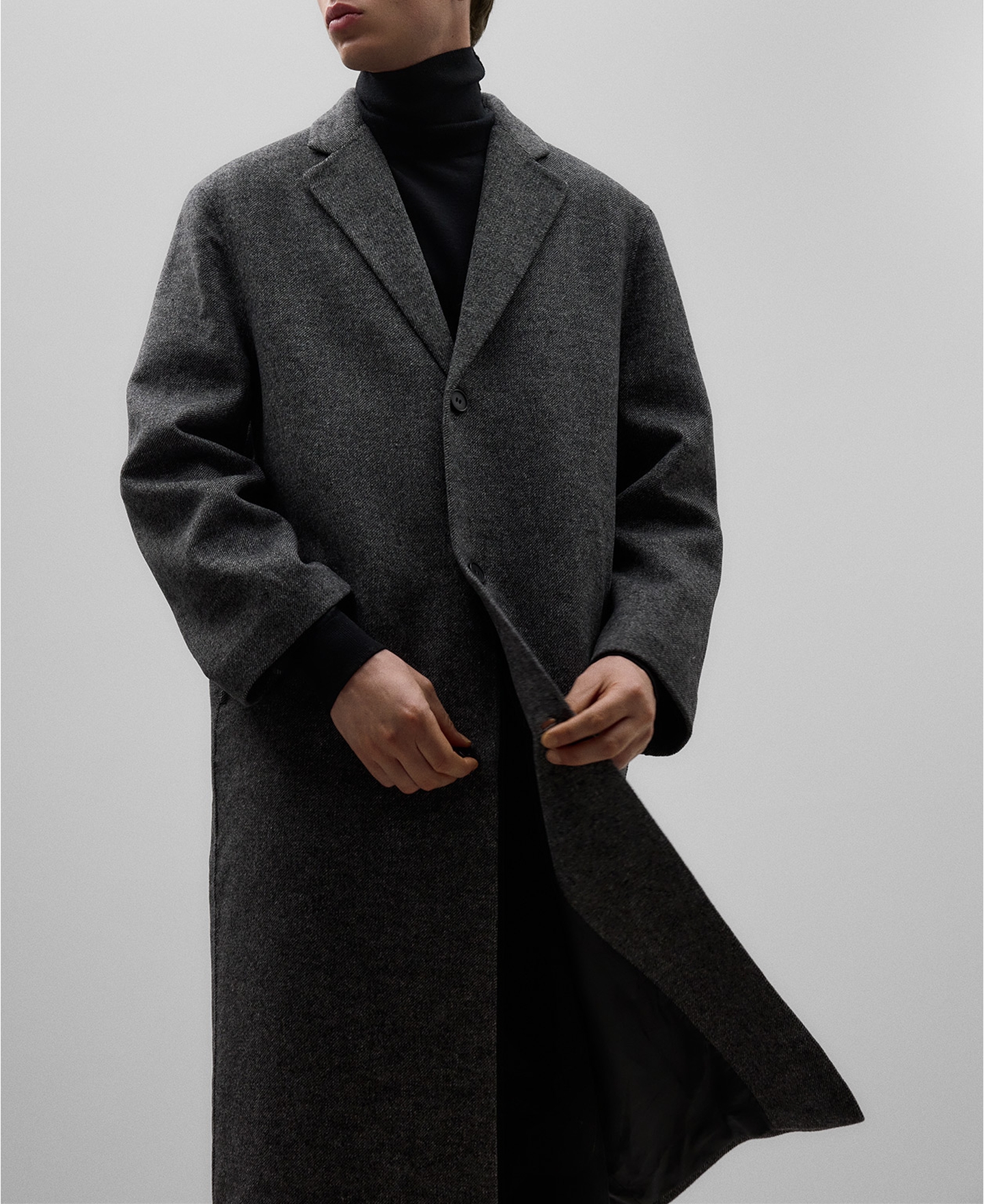 Merino wool blend grey coat man image number 0