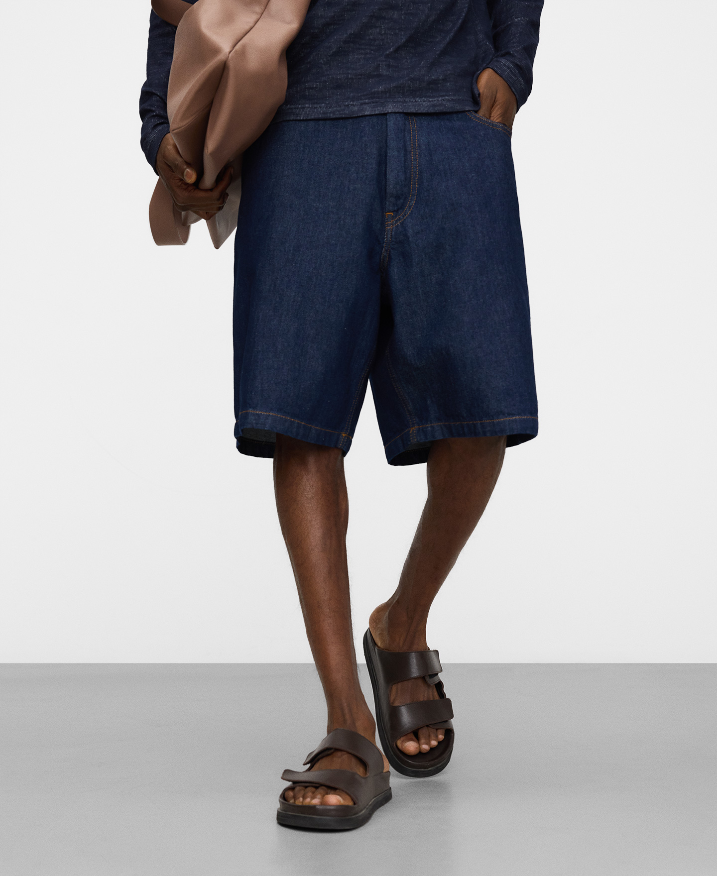 Cotton denim bermuda shorts image number 0