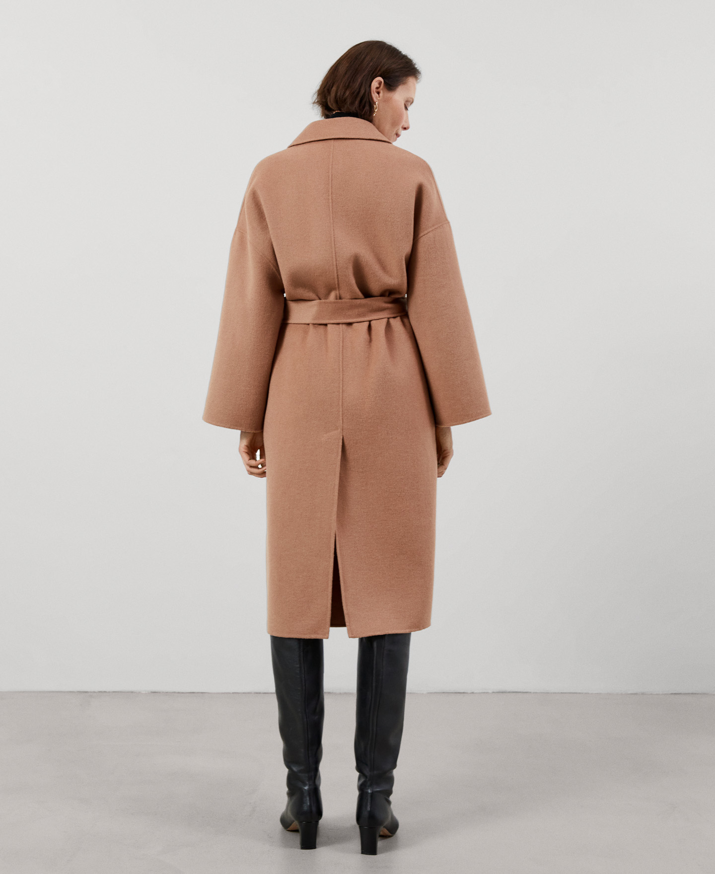 Merino wool fabric long coat image number 2