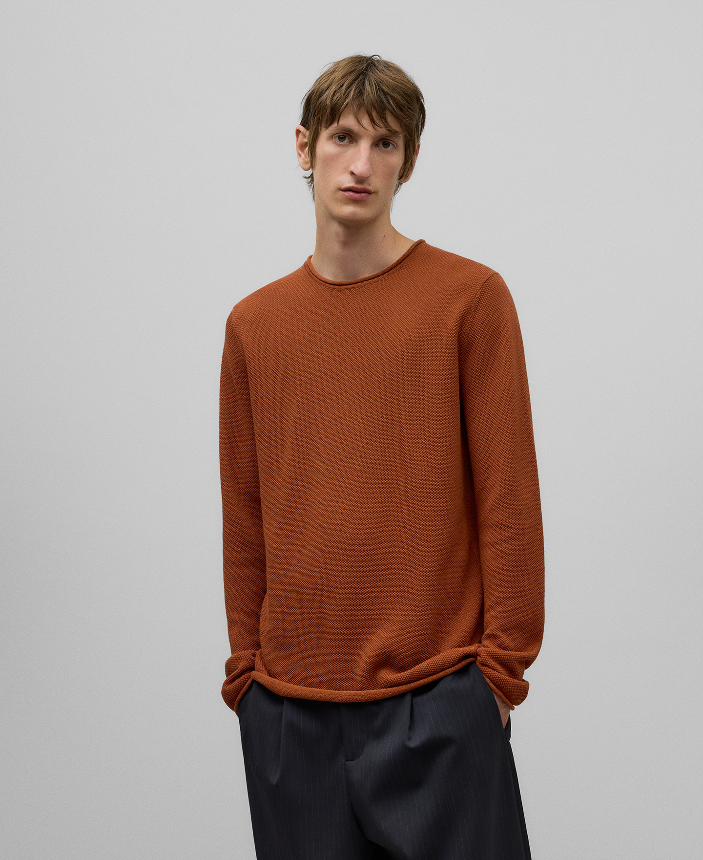 Long sleeve structure knit  T-shirt man image number 0