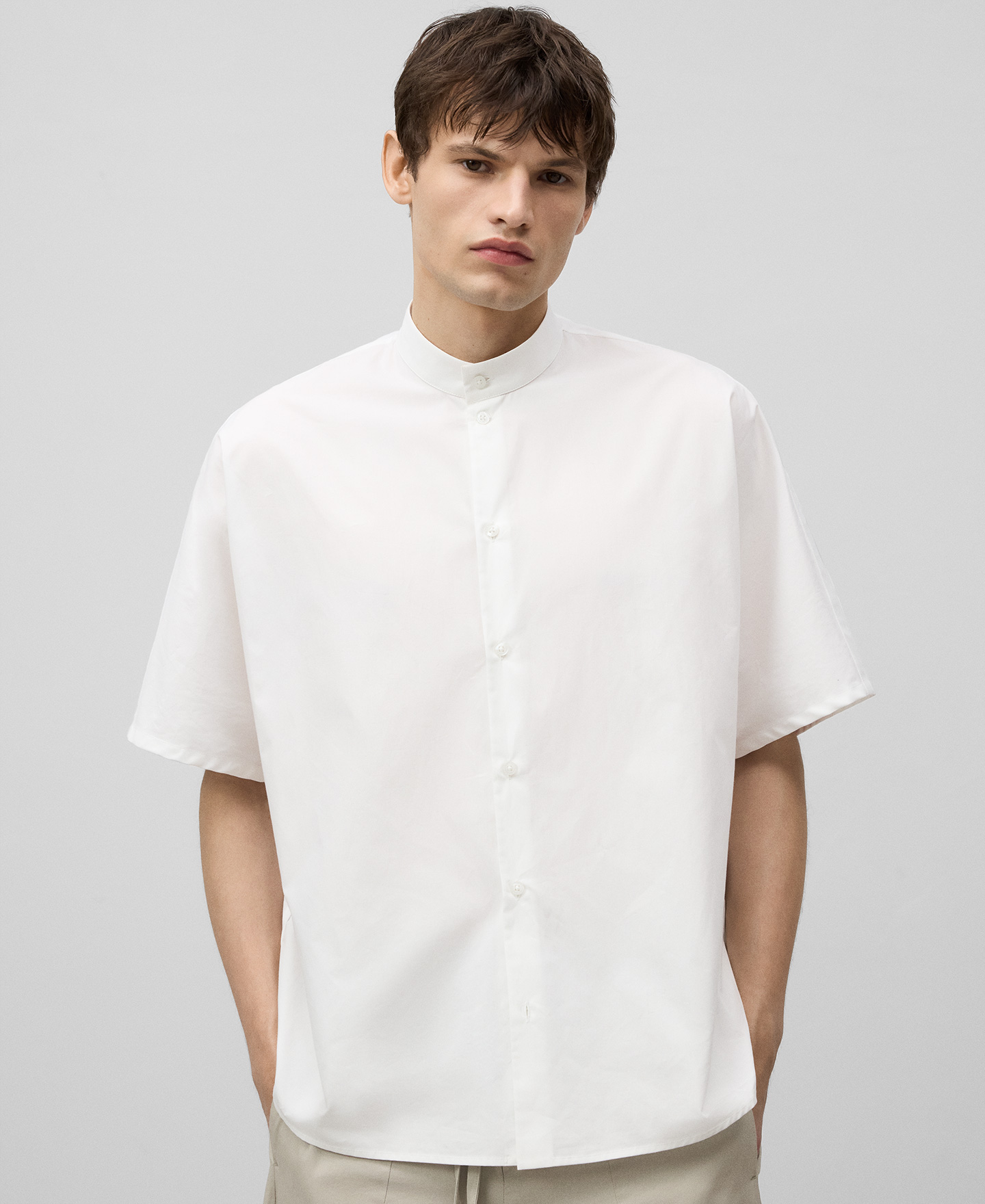 Mandarin collar oversize shirt man image number 0