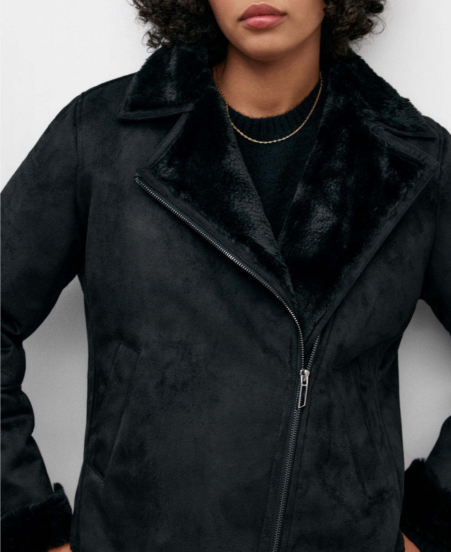 Cazadora biker en poliéster para mujer image number 3