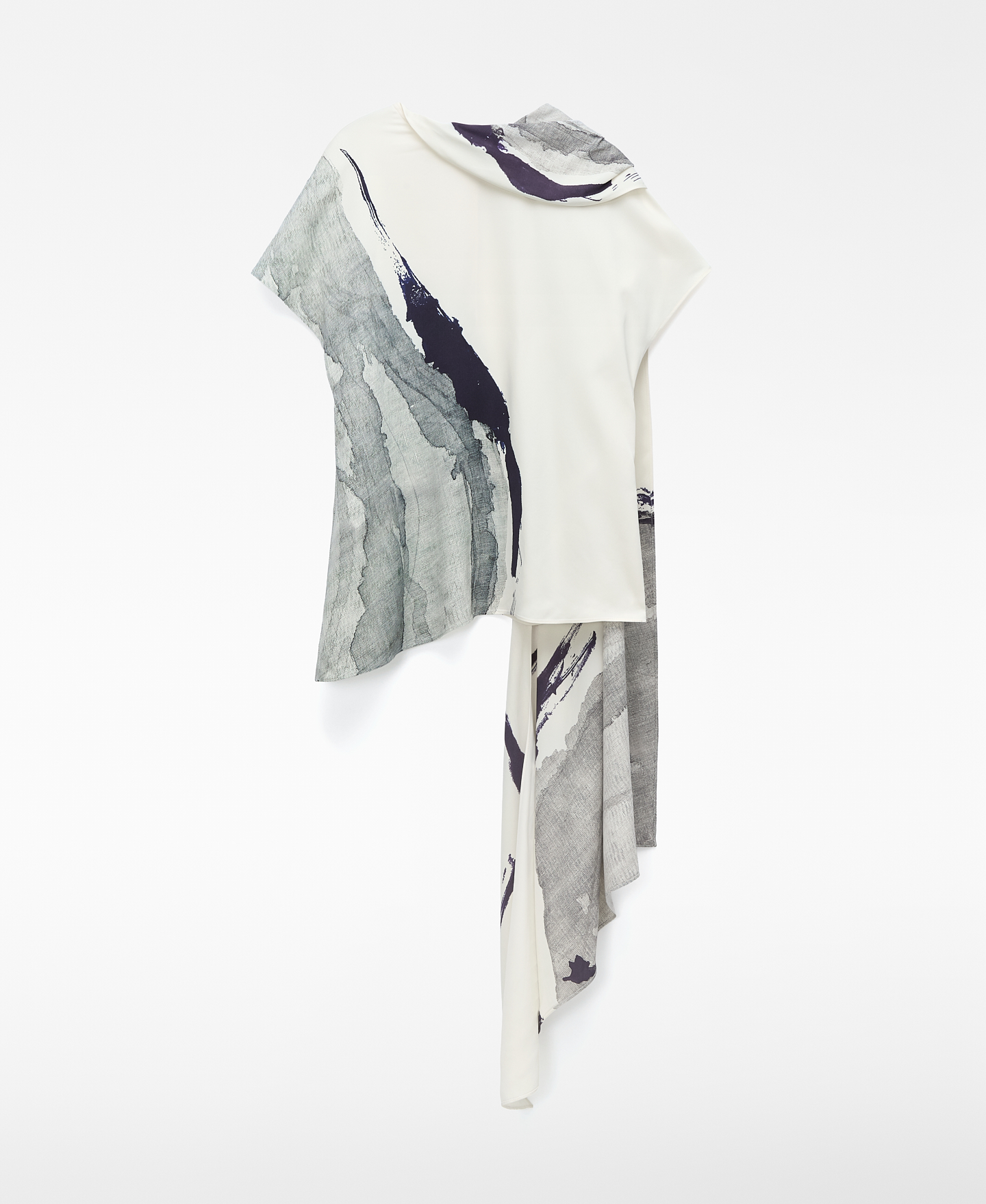 Asymmetric printed top with scarf image number 6