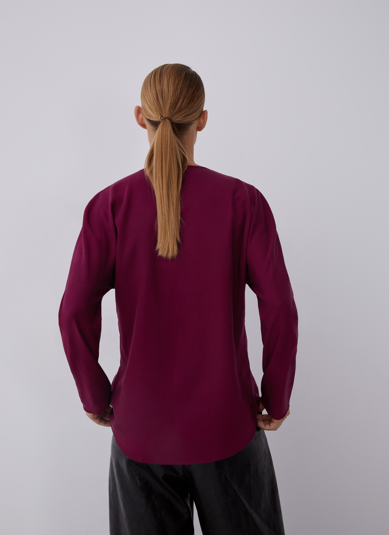 Lyocell blouse with cascade neckline image number 1