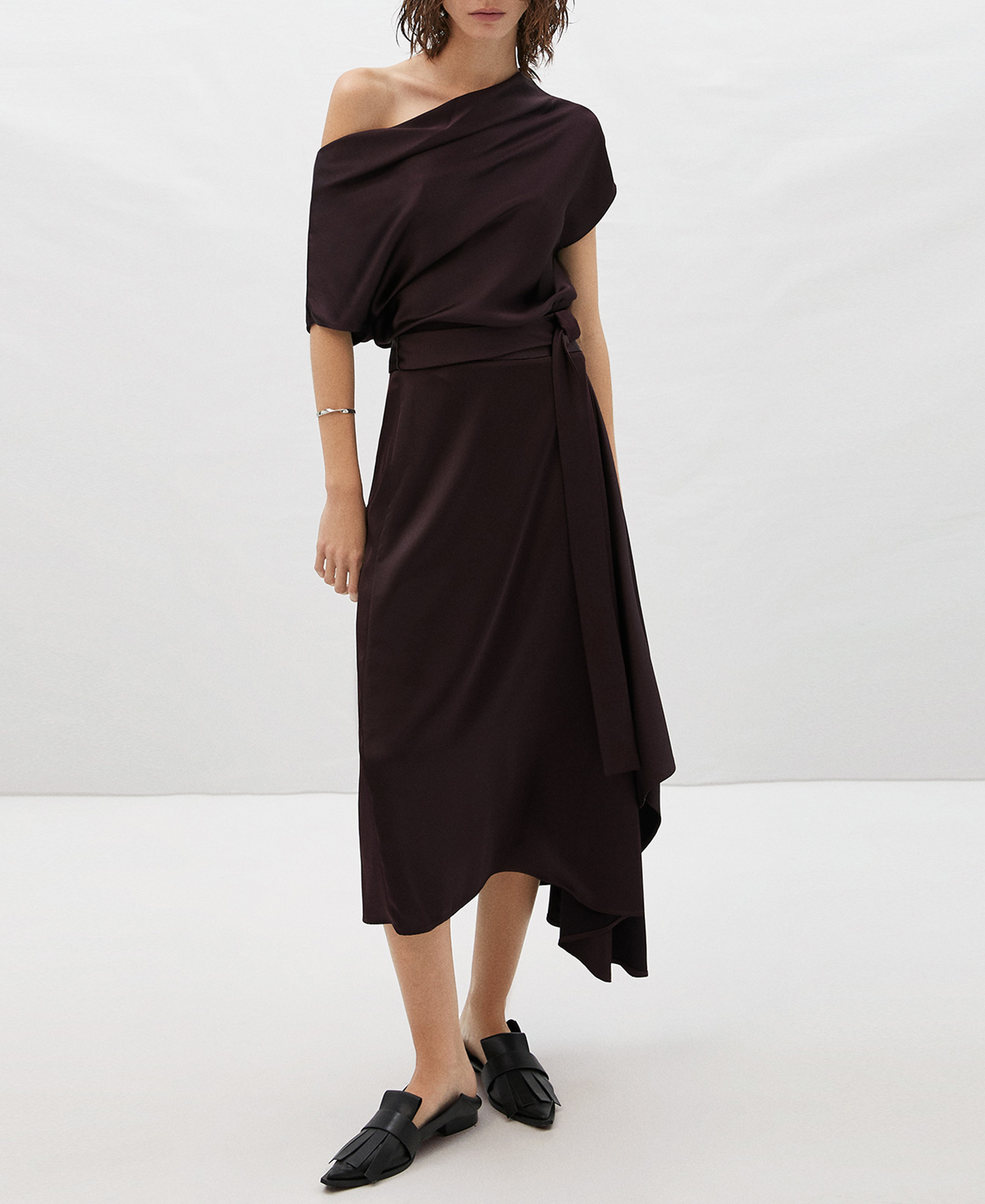 Viscose pleated midi skirt image number 1