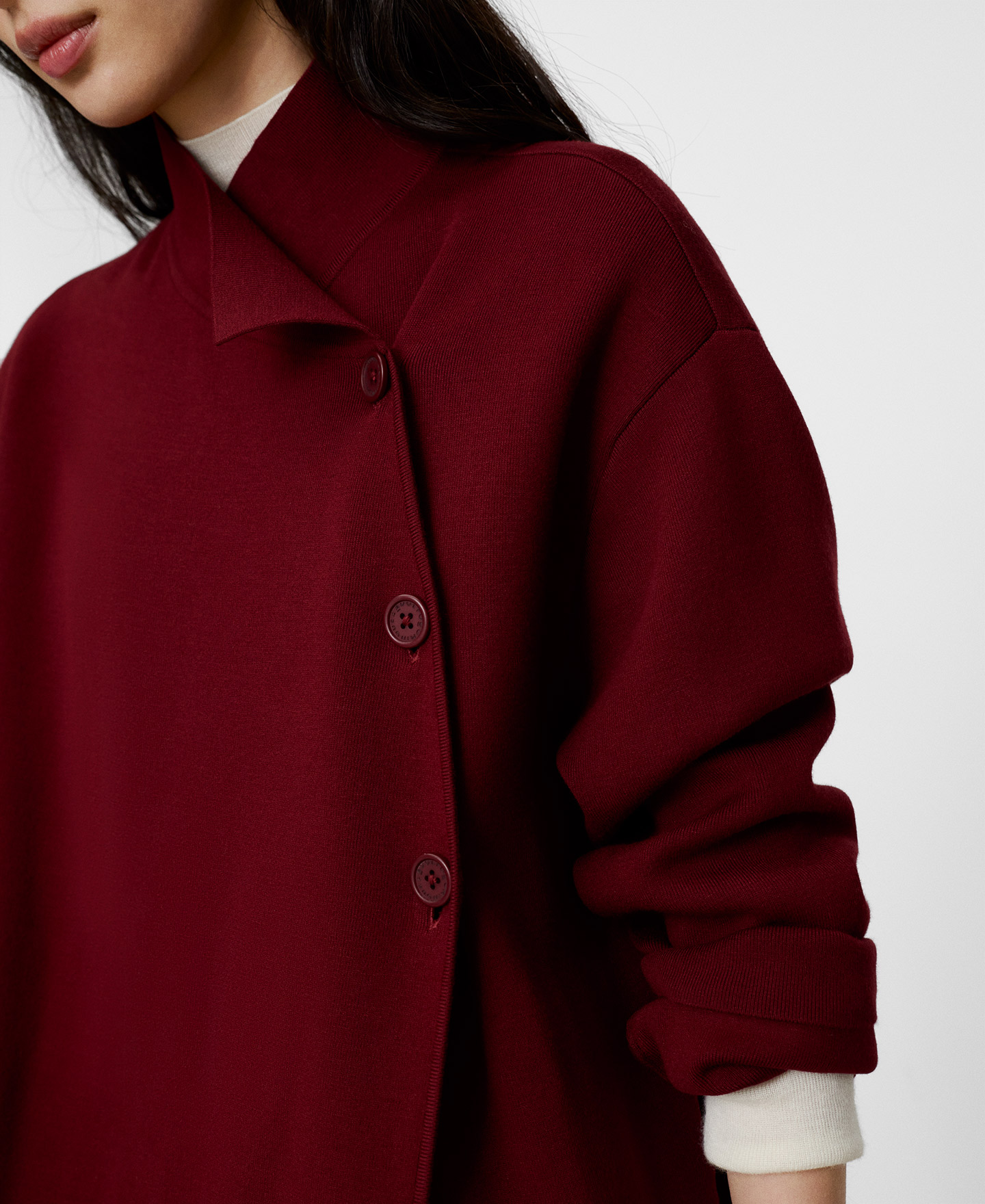 Knit cross-front long coat image number 3