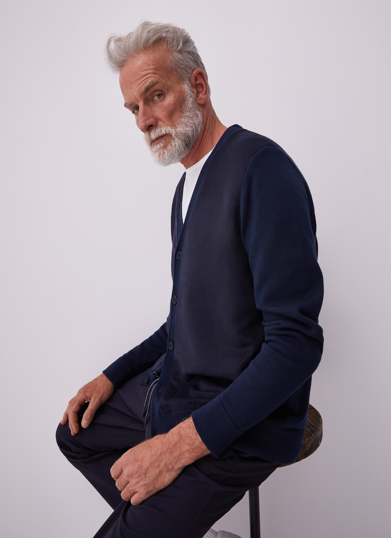 Suedette and cotton cardigan image number 3