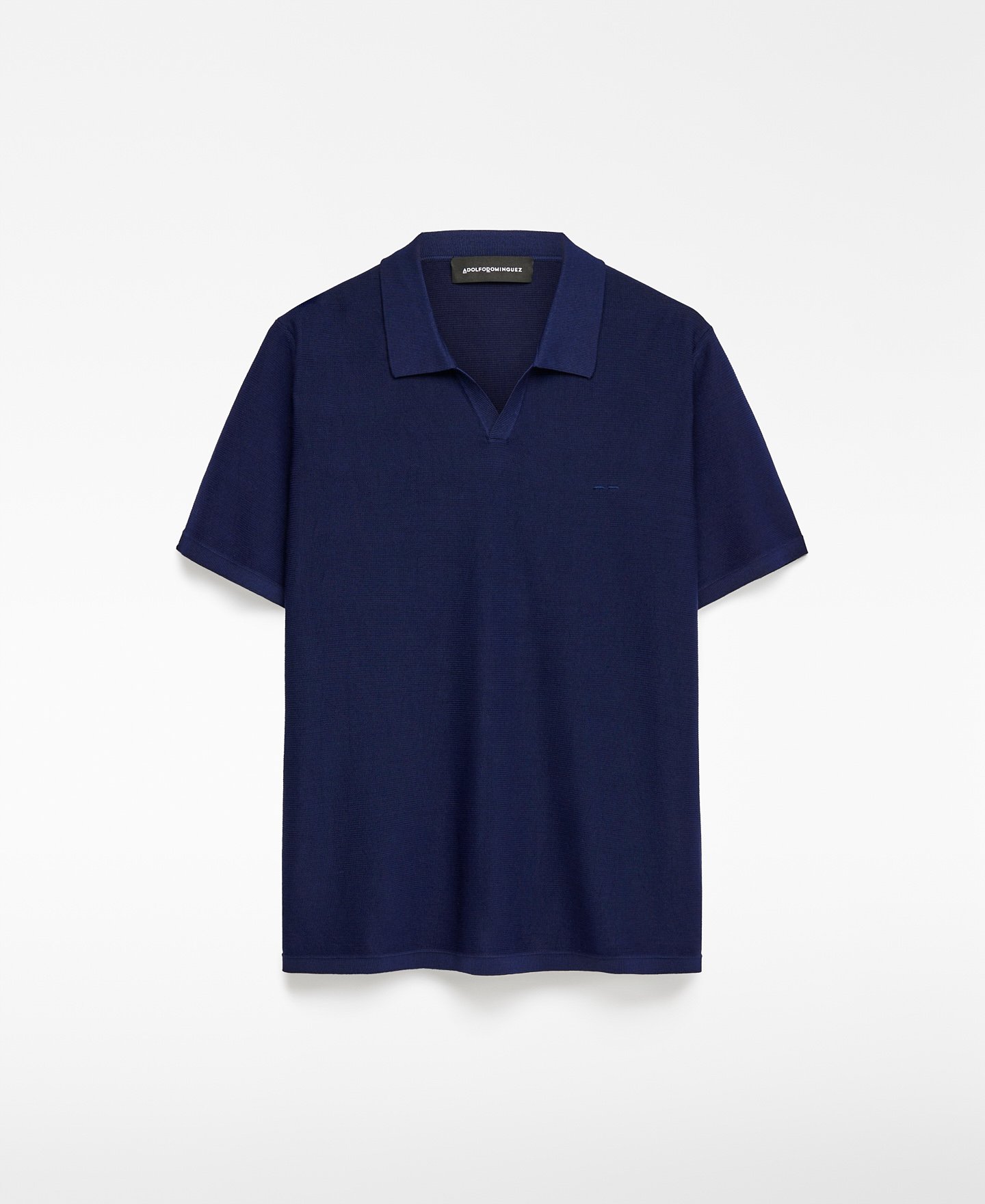 V-neck structured knit polo shirt man image number 4