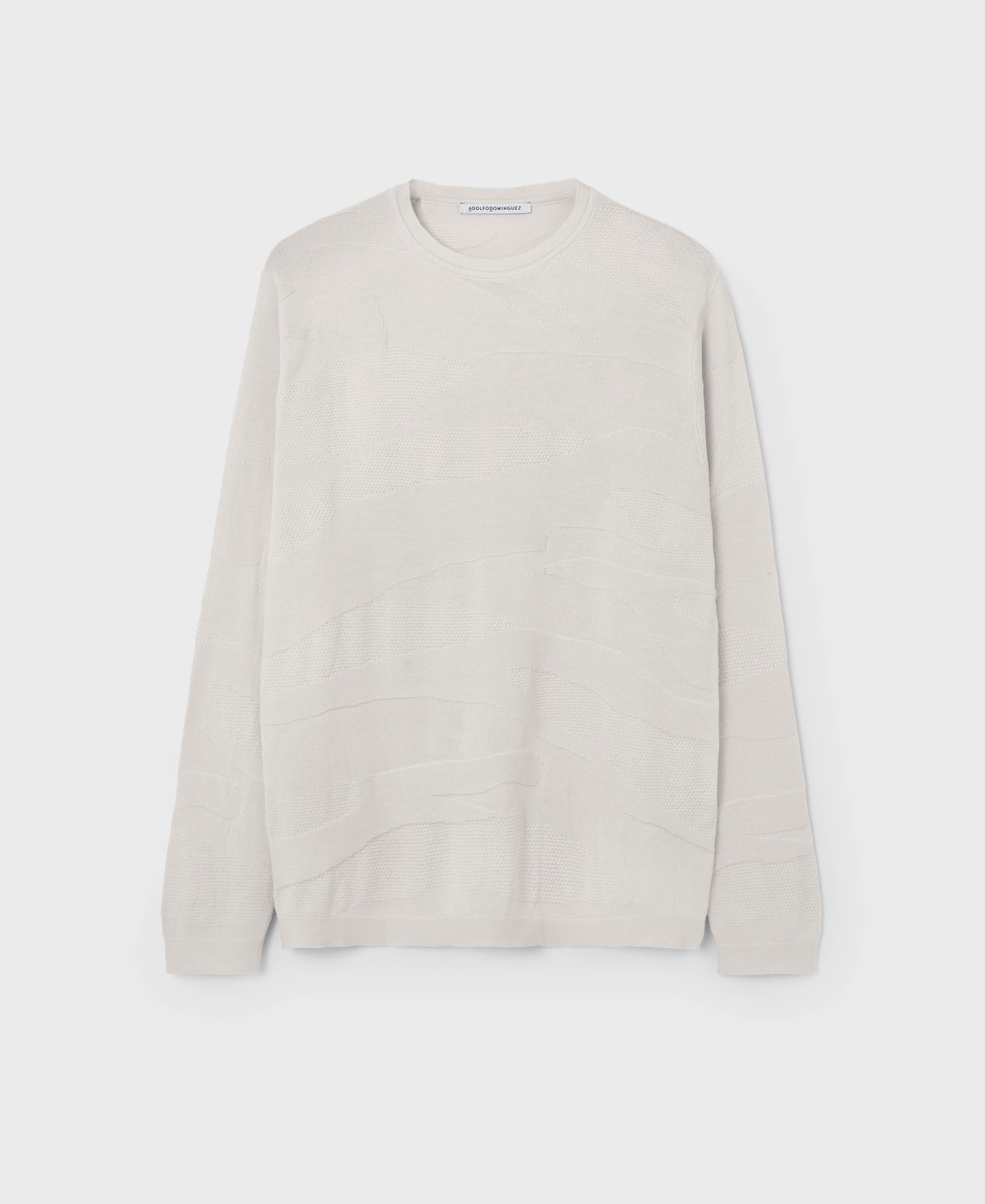 Cotton intarsia round neck sweater image number 4