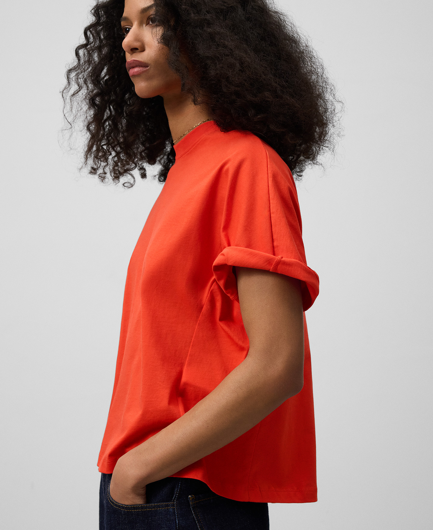 Organic cotton A-line T-shirt woman image number 3