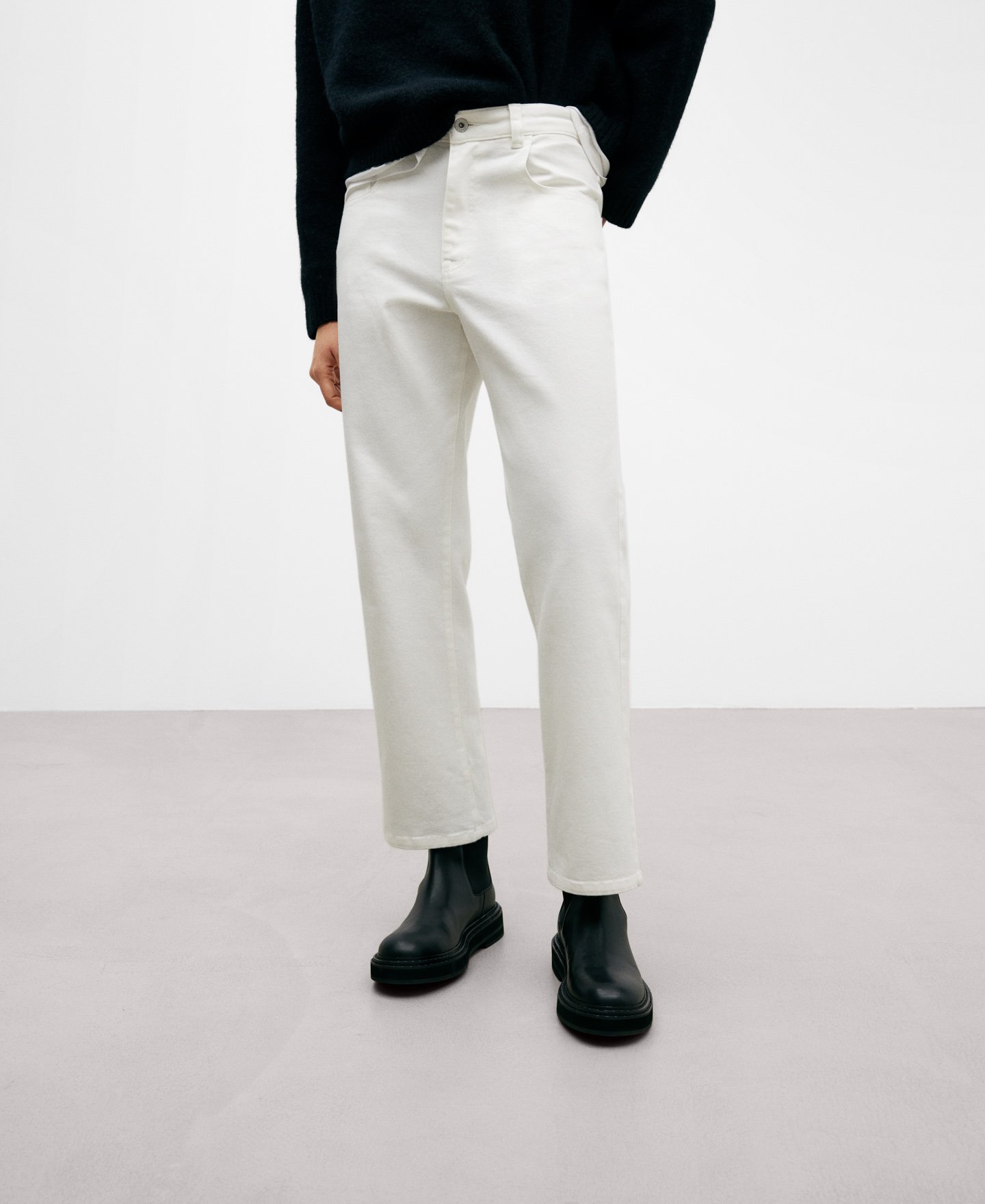 White denim trousers for women image number 0