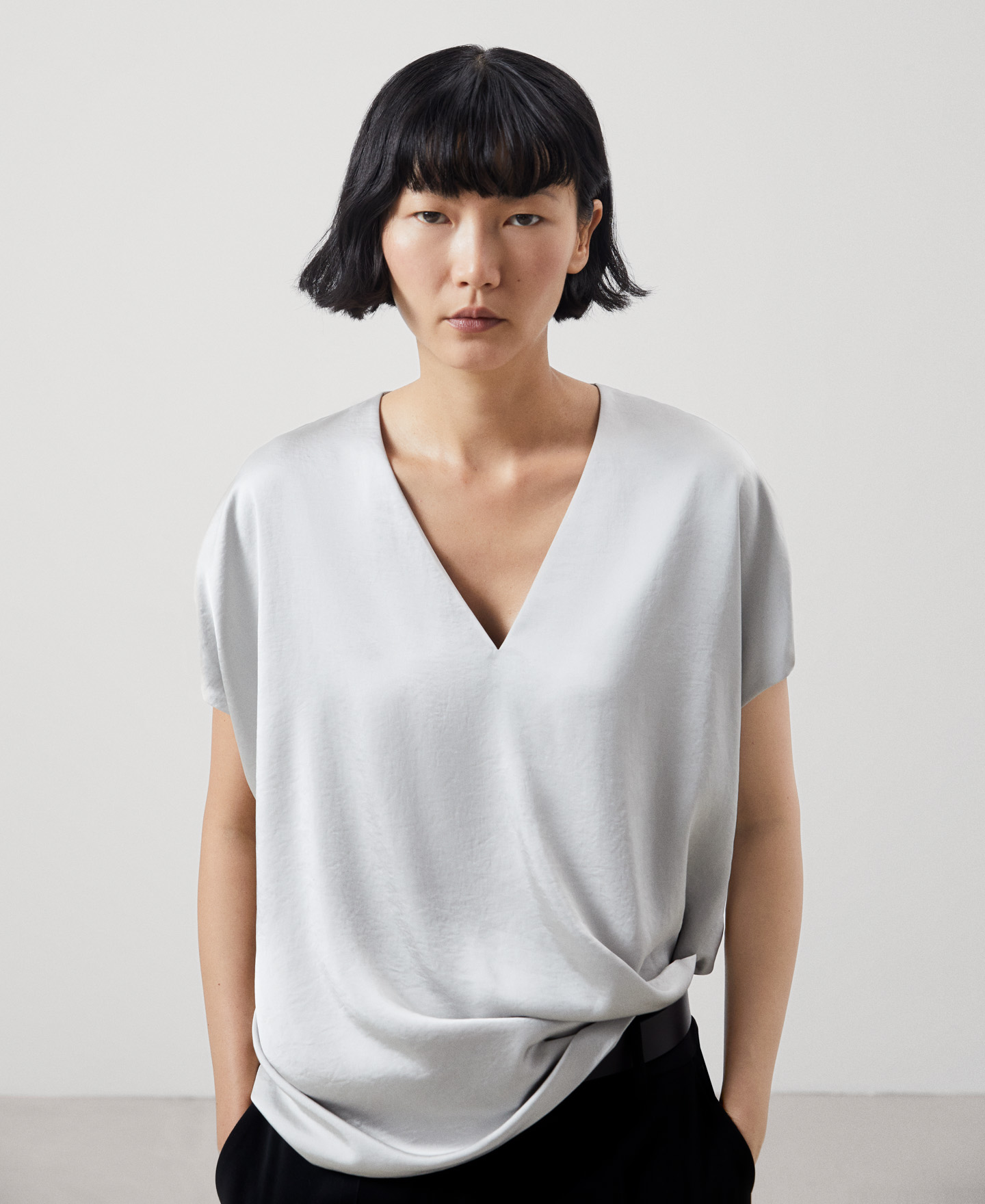 Draped V-neck top image number 0
