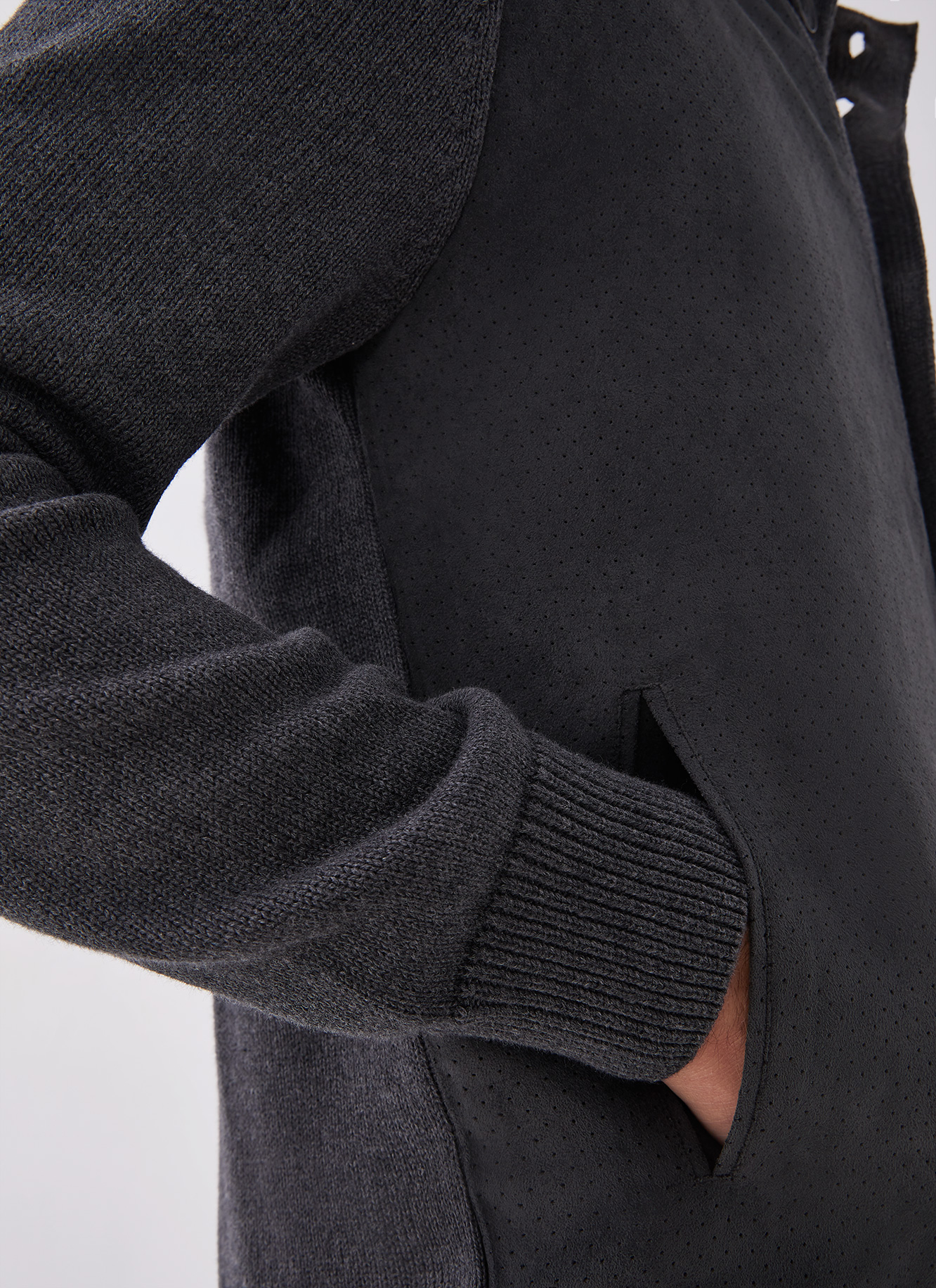 Buttoned cardigan with suedette front image number 3