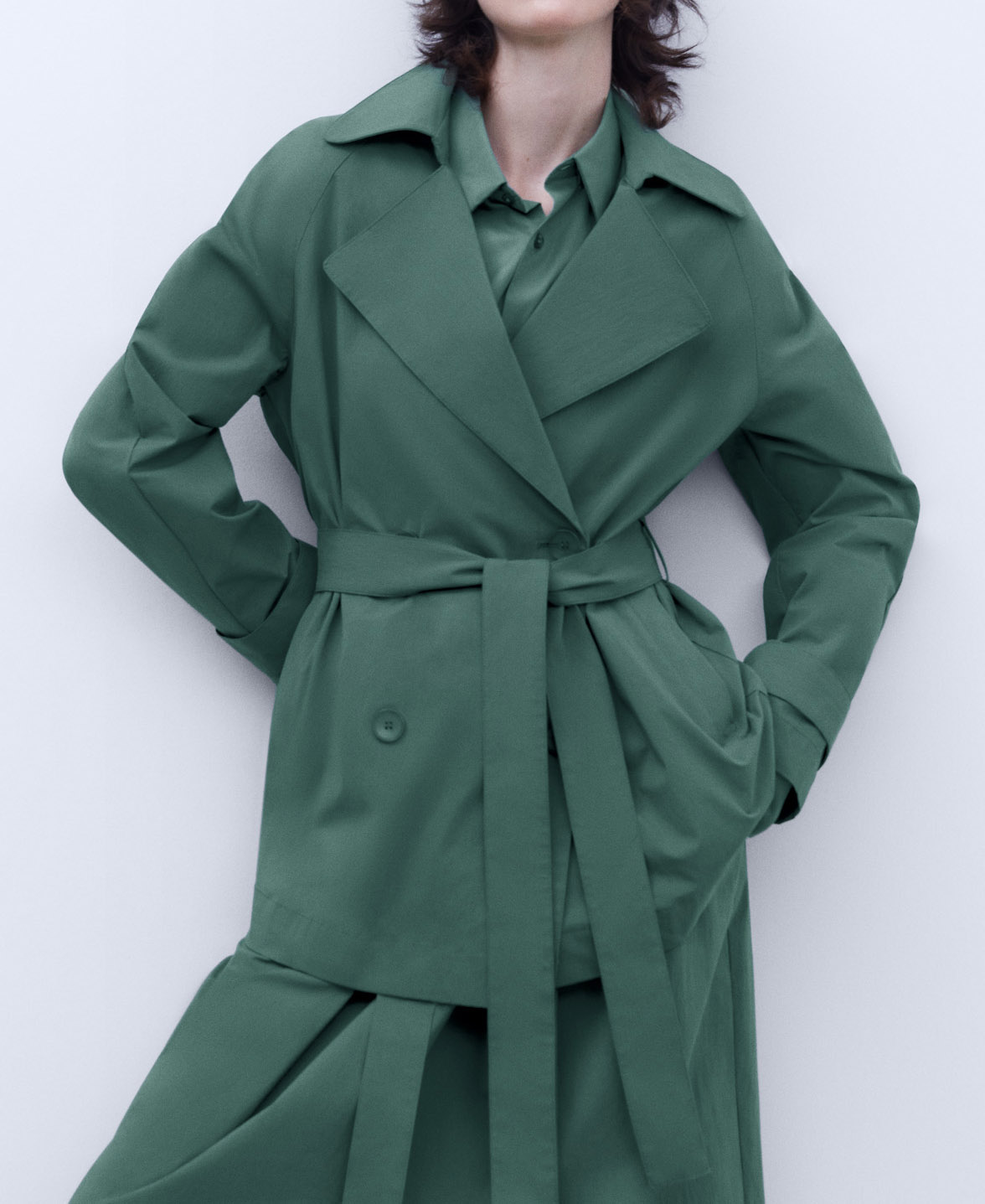 Cotton and nylon short trench coat image number 0
