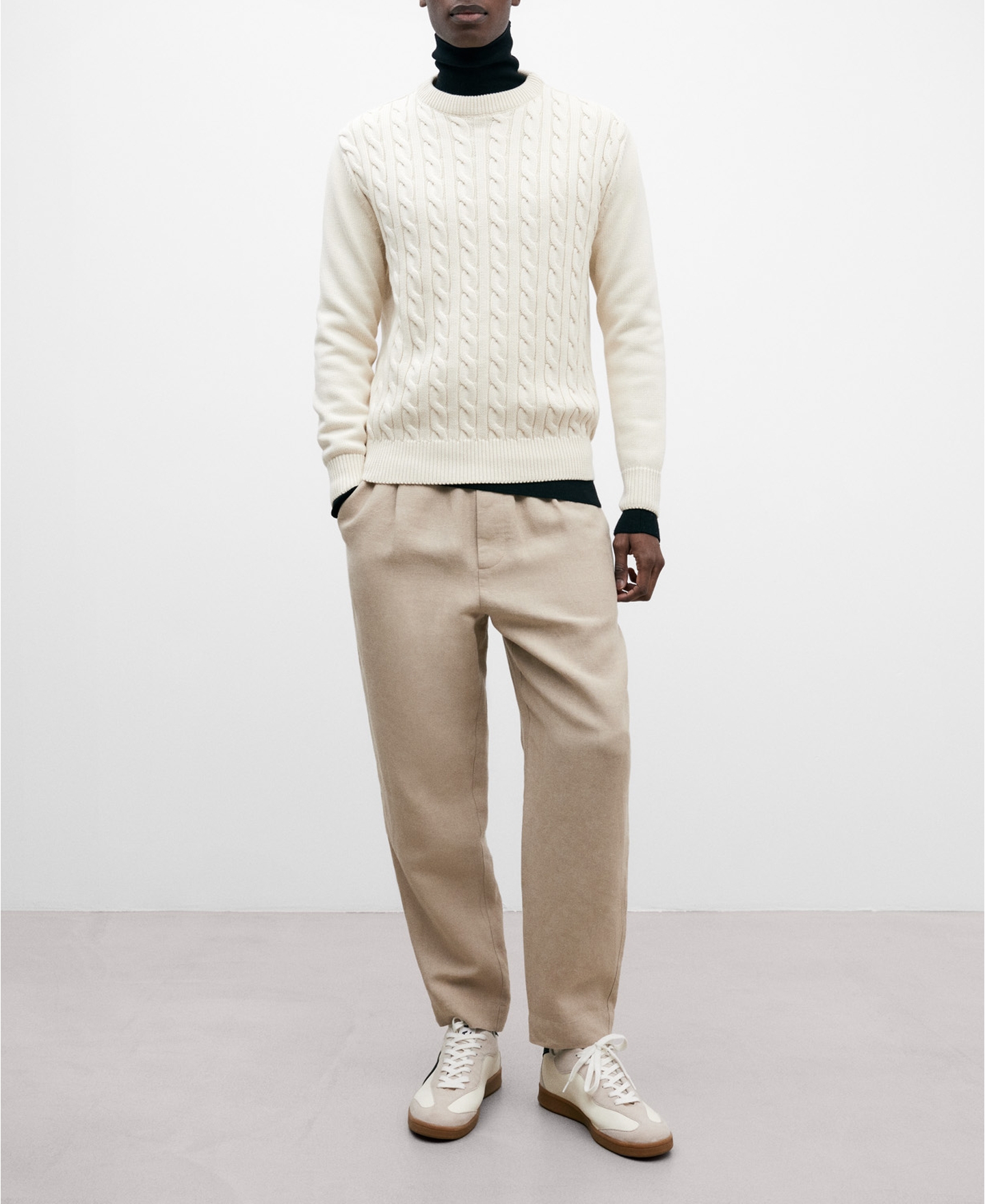 Braided cotton sweater for men image number 1
