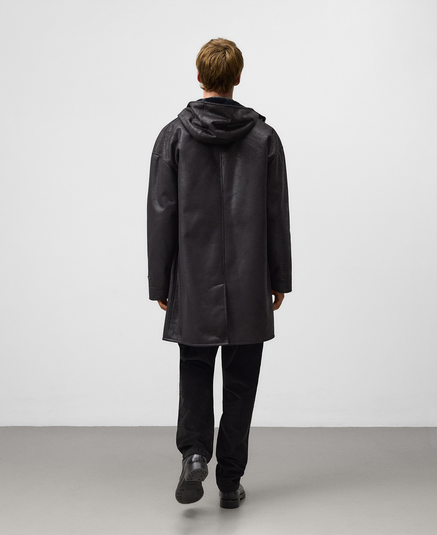 Leather-Non-Leather coat with hood man image number 2