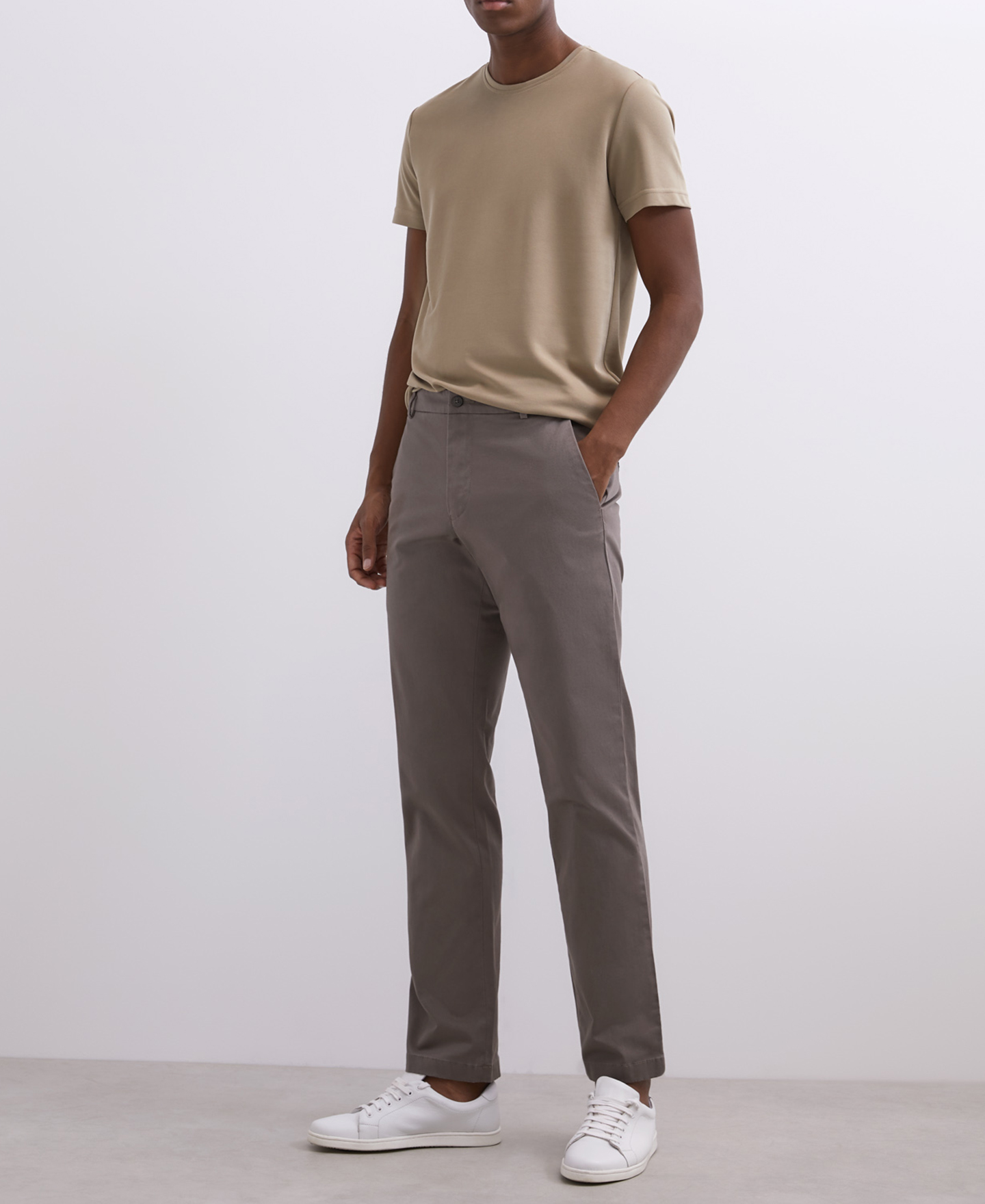Elastic cotton chino trousers image number 0