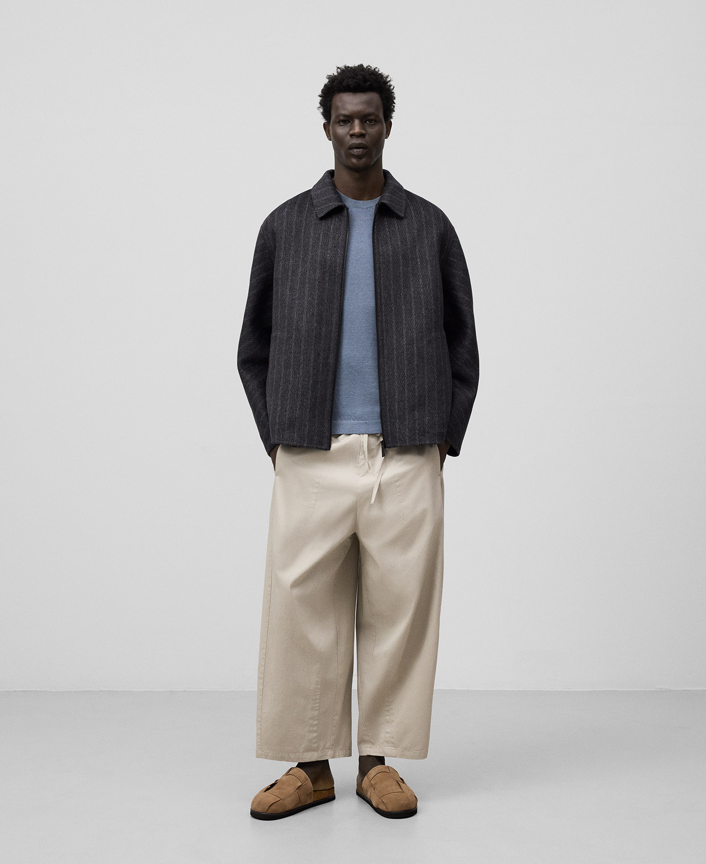Linen blend knit T-shirt man image number 1