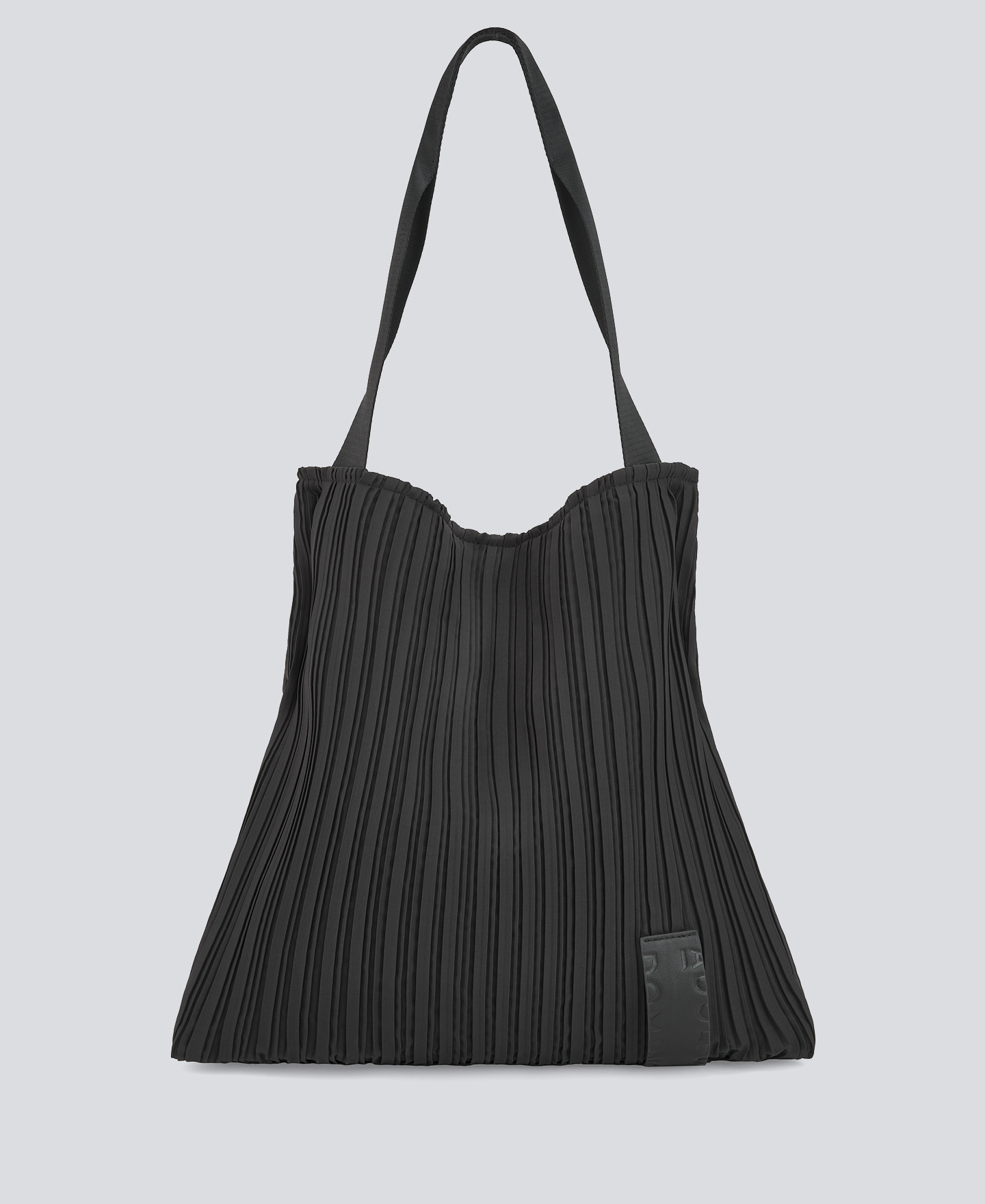 Large black crinkle shopper for women image number 0
