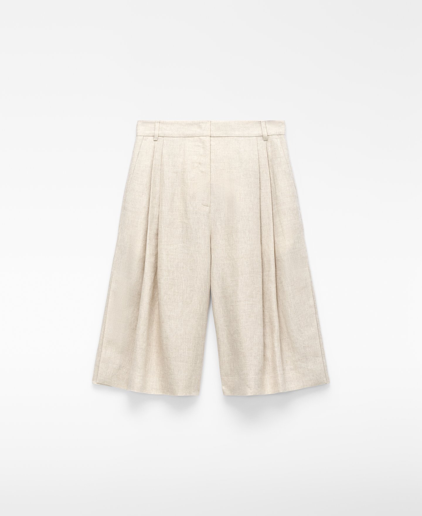 Linen double-pleated bermuda shorts image number 4